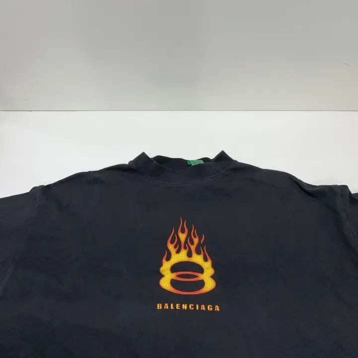 Balenciaga Balenciaga Black Flame Logo Short Sleeve T-shirt 0079-2507 Size US M / EU 48-50 / 2 - 7 Thumbnail
