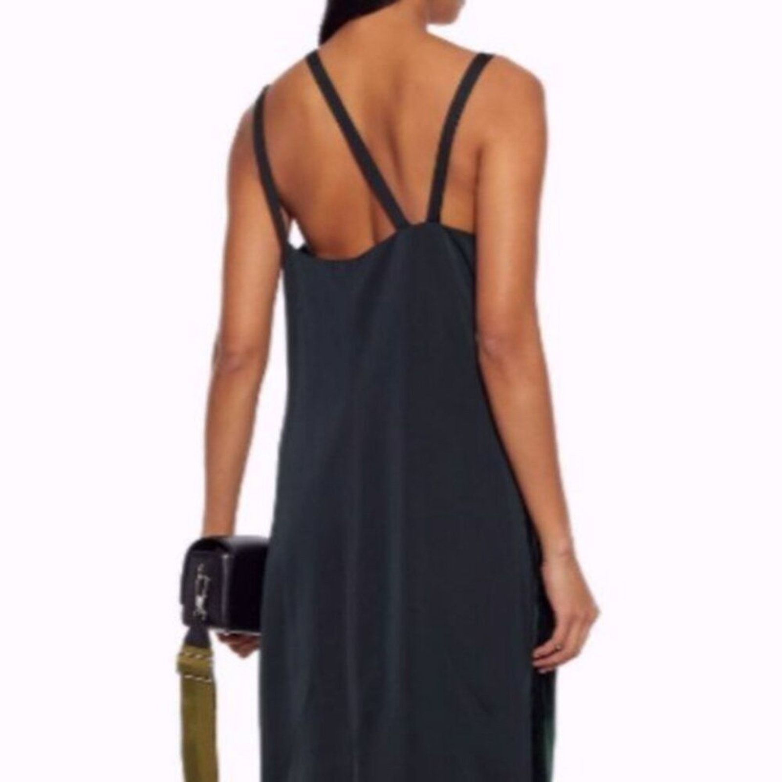 Helmut Lang Helmut Lang Satin paneled velvet dress forest green size 4 Size S / US 4 / IT 40 - 12 Thumbnail
