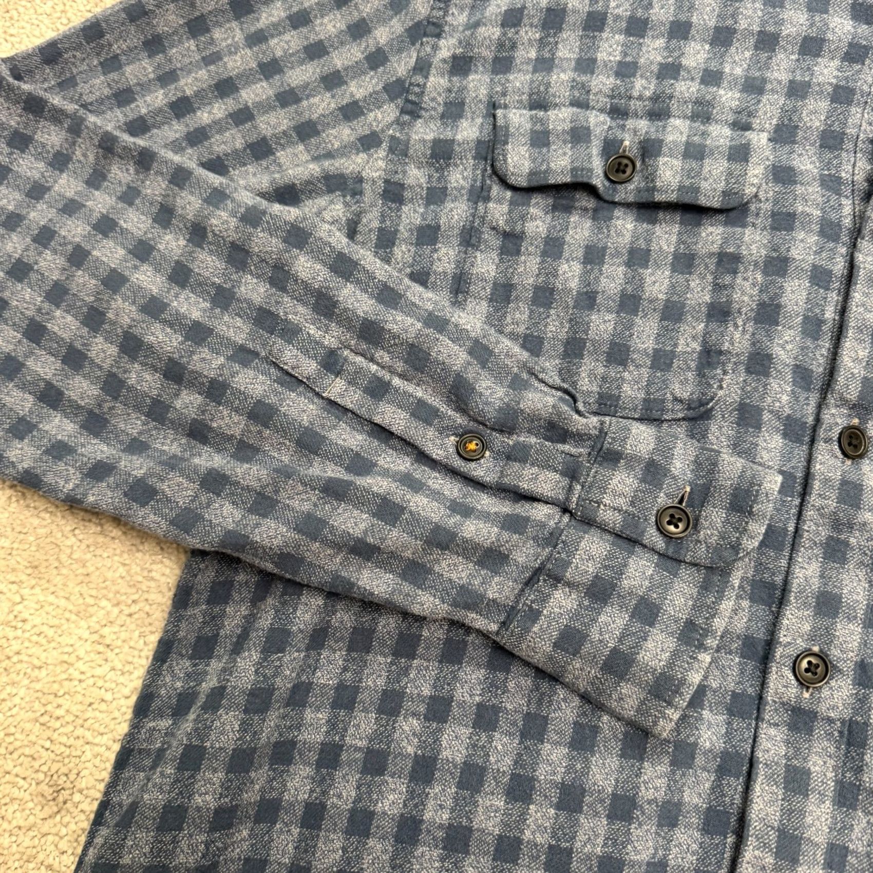Lucky Brand Lucky Brand Saturday Gingham Button-Down Shirt Mens M Blue Gray Long Sleeve Regular Fit Tailored Casual Plaid 40 in Chest Size US M / EU 48-50 / 2 - 3 Thumbnail