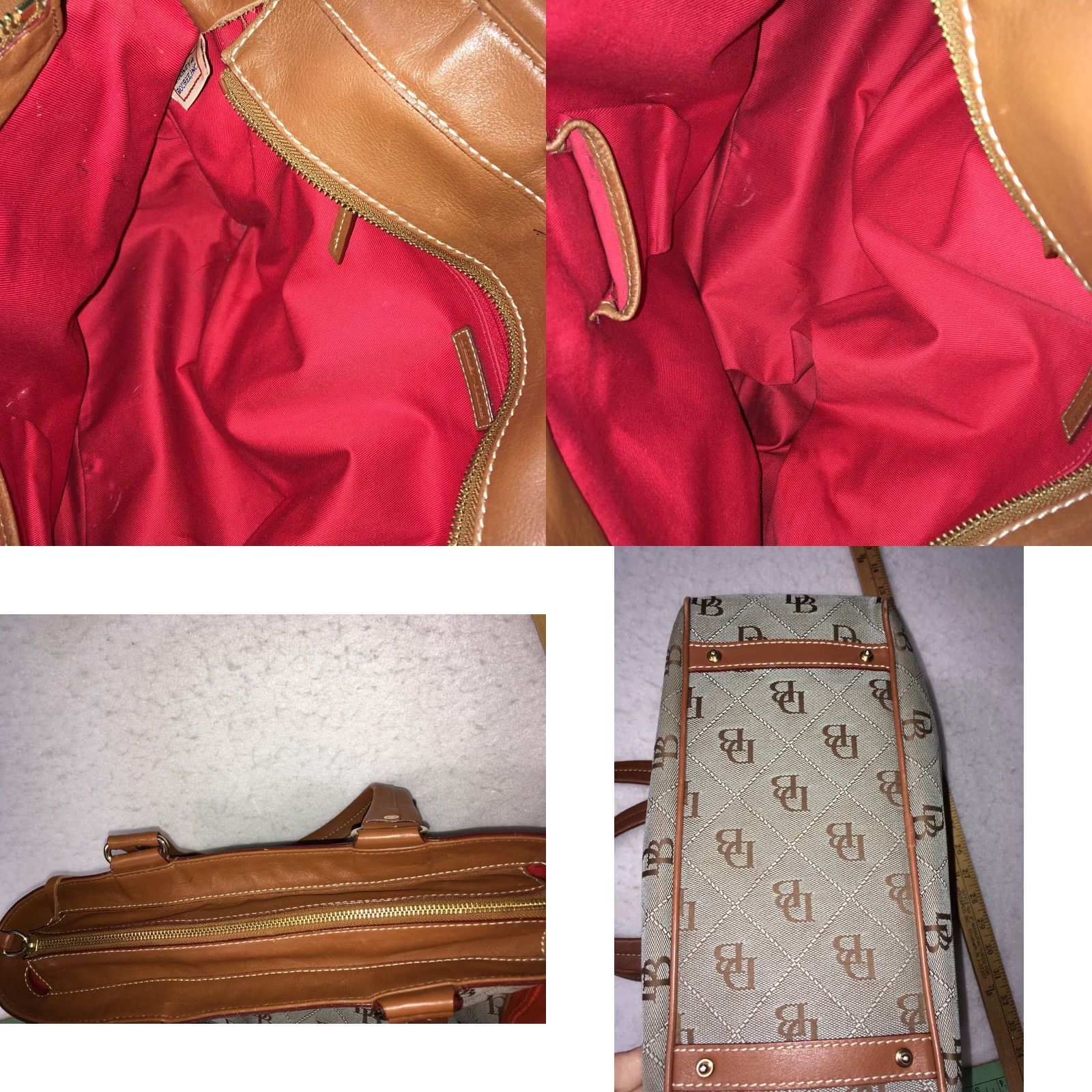 Dooney & Bourke Dooney & Bourke Belvedere Logo Satchel Purse Canvas Brown Red Lining Large Women VINTAGE Bag Satchel/Top Handle Size ONE SIZE - 9 Thumbnail