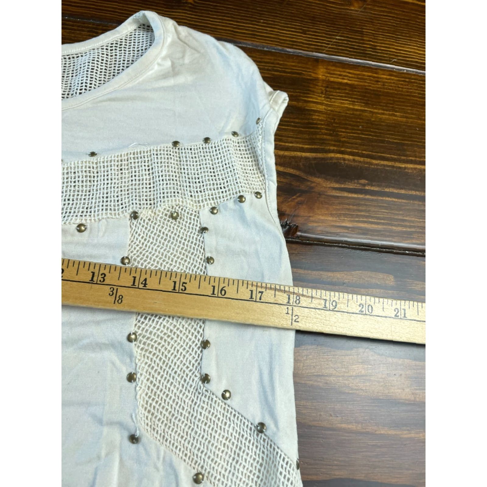 Vintage Maurices Shirt Women's Medium Ivory Lightweight Metal Detail T-Shirt Casual Modern Womens Size M / US 6-8 / IT 42-44 - 4 Thumbnail