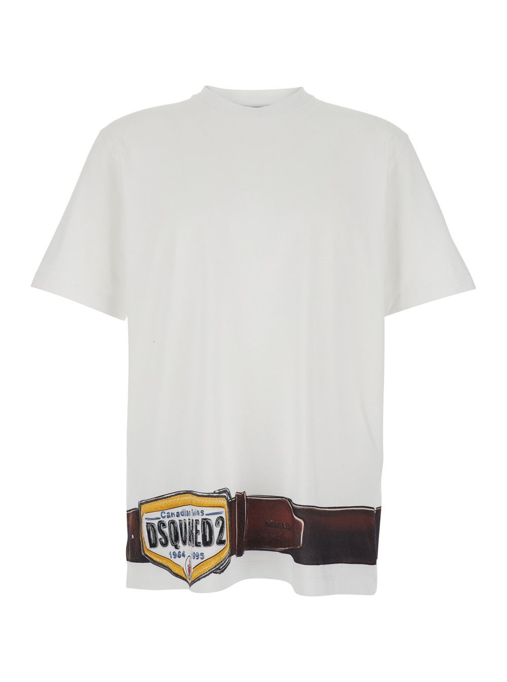 Dsquared2 White T-shirt with Raised Collar and Front and Back Print in Cotton for Men Size US L / EU 52-54 / 3 - 1 Thumbnail