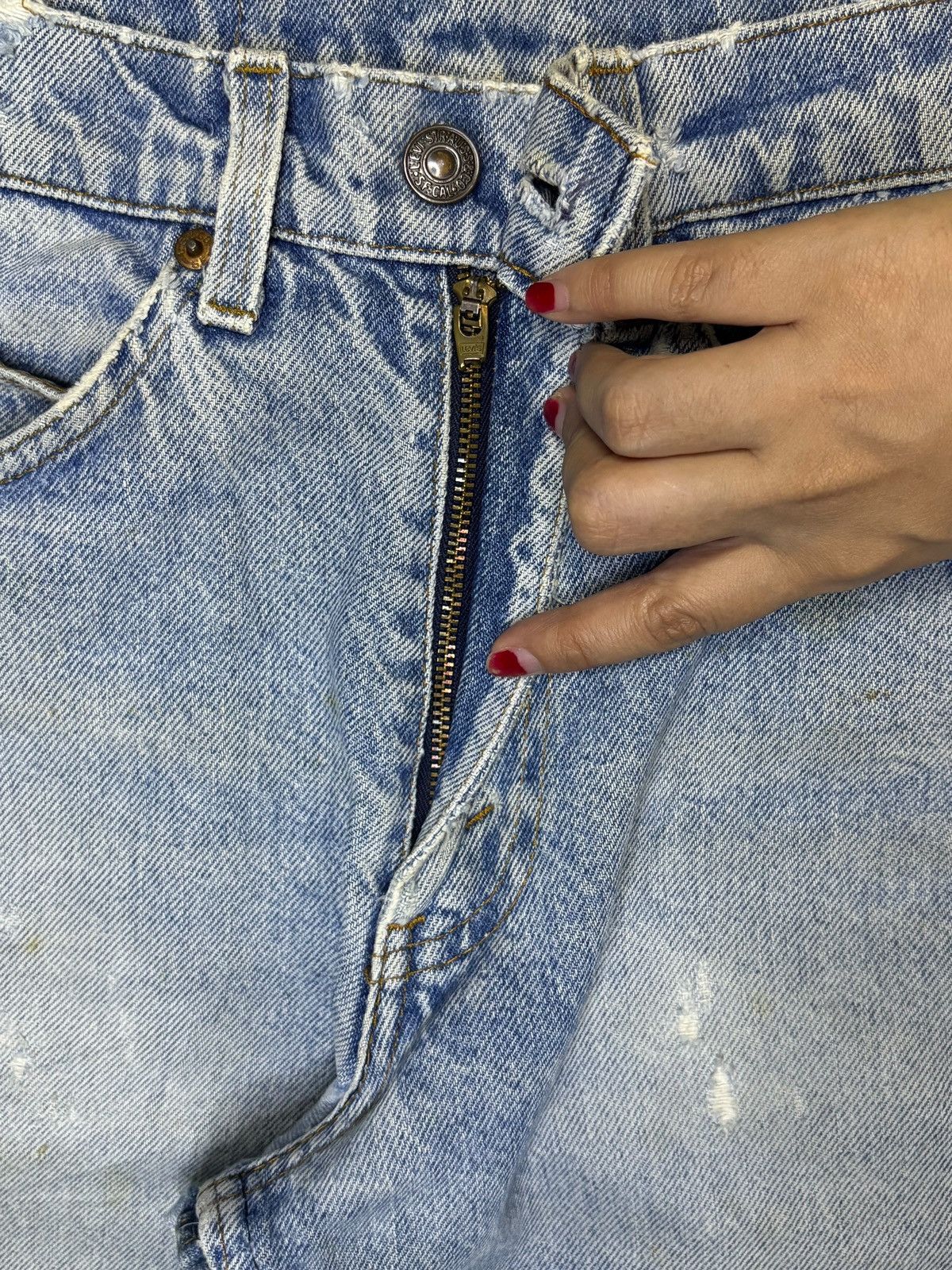 Levi's Vintage 70s Levis Orange Tab Distress Flared Jeans Button 4 Size US 28 / EU 44 - 4 Thumbnail