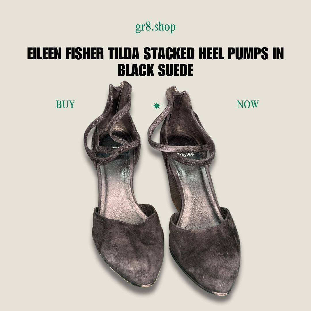 Eileen Fisher Eileen Fisher Tilda Stacked Heel Pumps Black Suede Womens Si Size US 7 / IT 37 - 1 Thumbnail