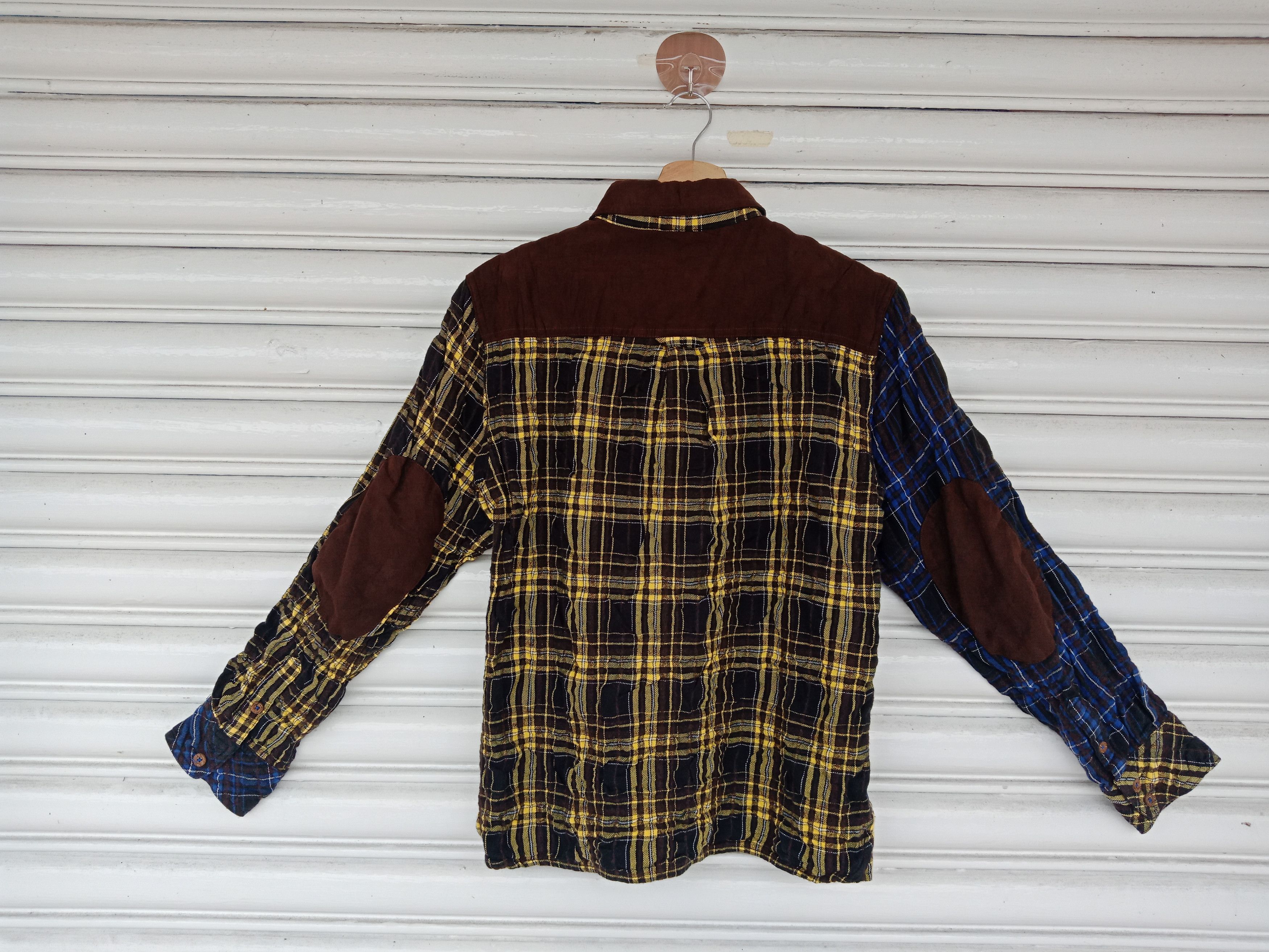 image of Archival Clothing x Avant Garde Columbia Patchwork Rebuild Padded in Blue Brown Yellow (Size Small)