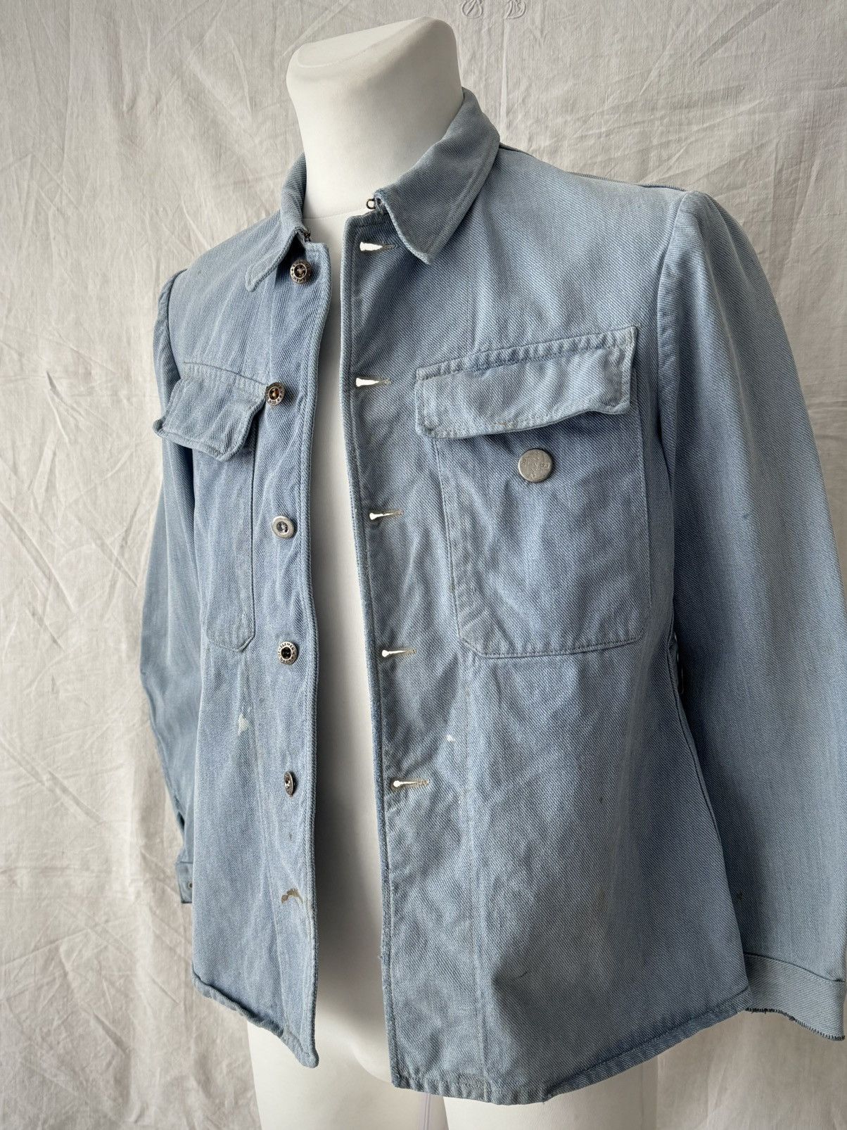 Vintage 50s Vintage Swiss Army Work Metal Button Denim Chore Jacket Size US M / EU 48-50 / 2 - 3 Thumbnail