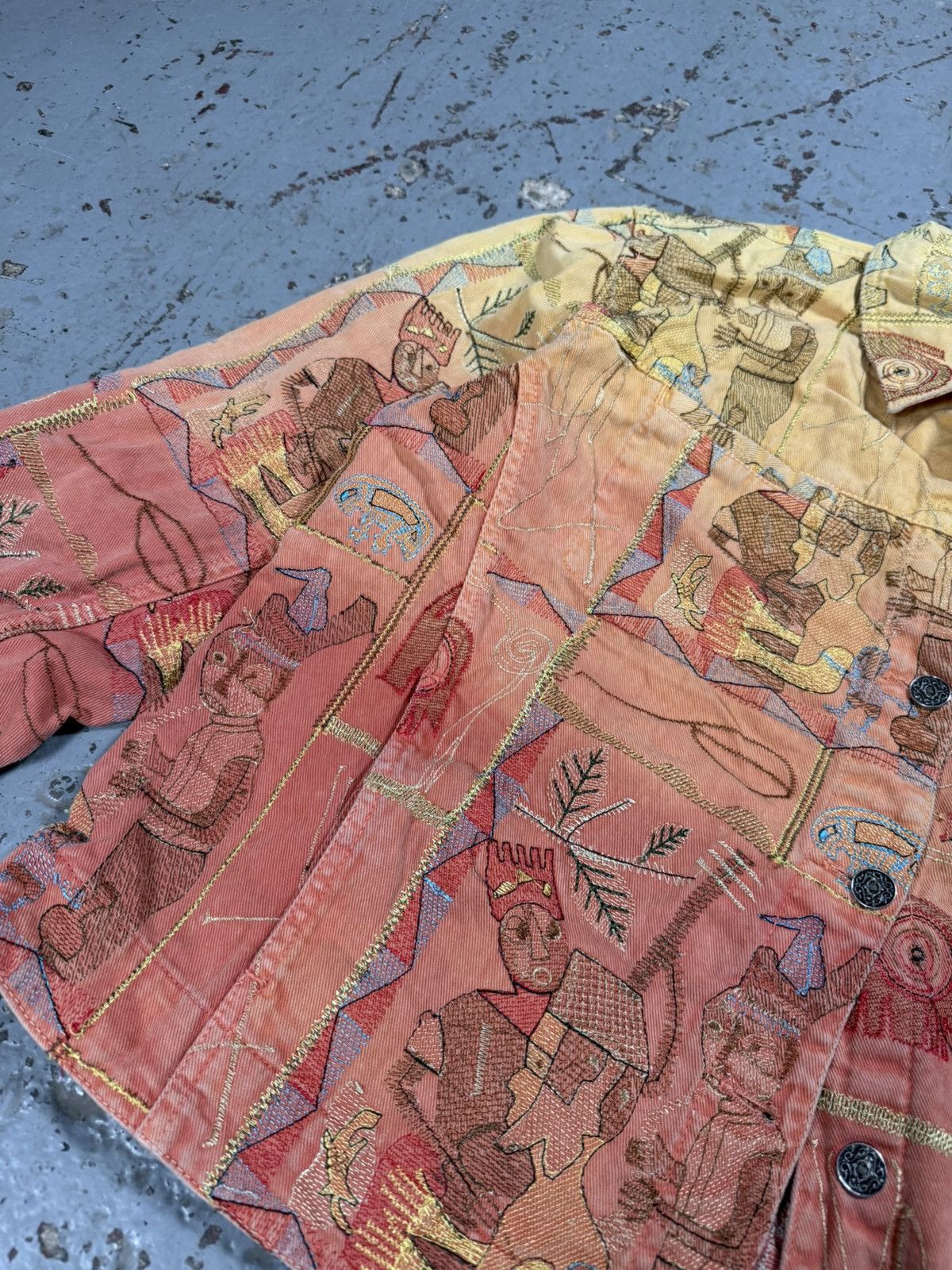 Other Insane Vintage Denim Jacket Pattern Rainbow Cropped Size US S / EU 44-46 / 1 - 5 Thumbnail
