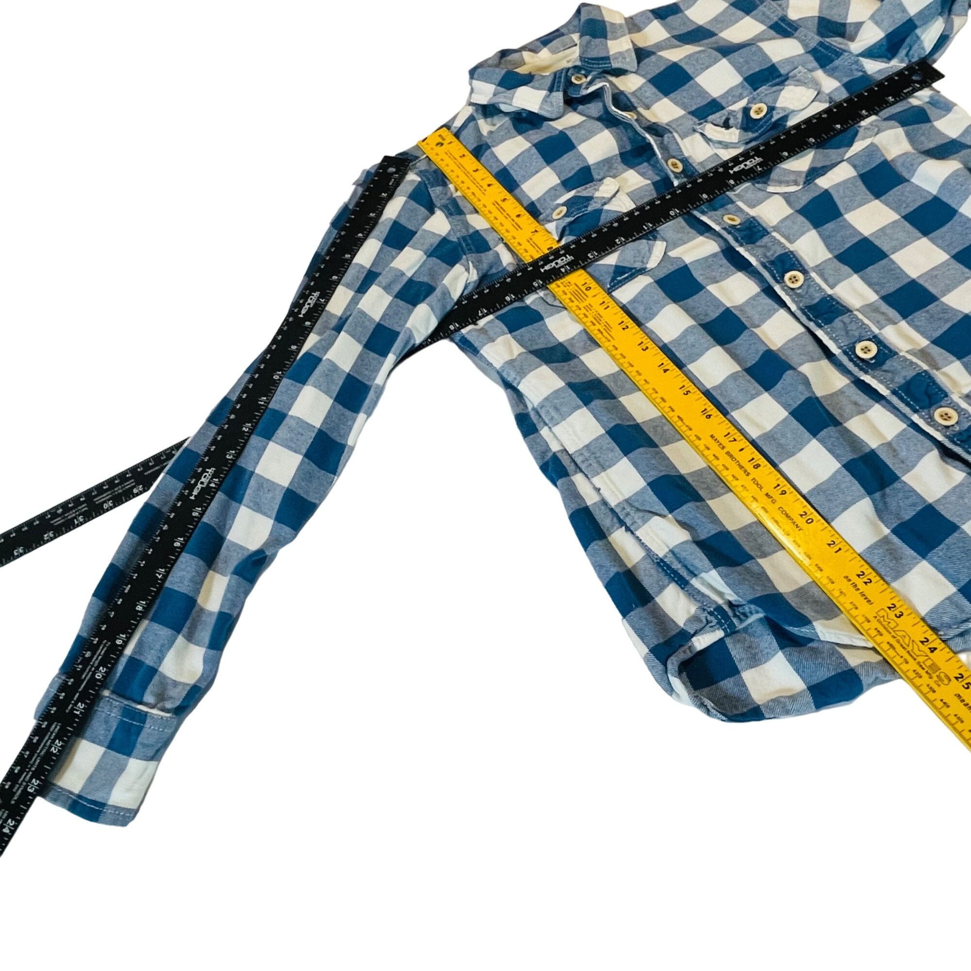 American Eagle Outfitters American Eagle Outfitters Blue & White Plaid Button-Up Shirt Size US XS / EU 42 / 0 - 4 Thumbnail