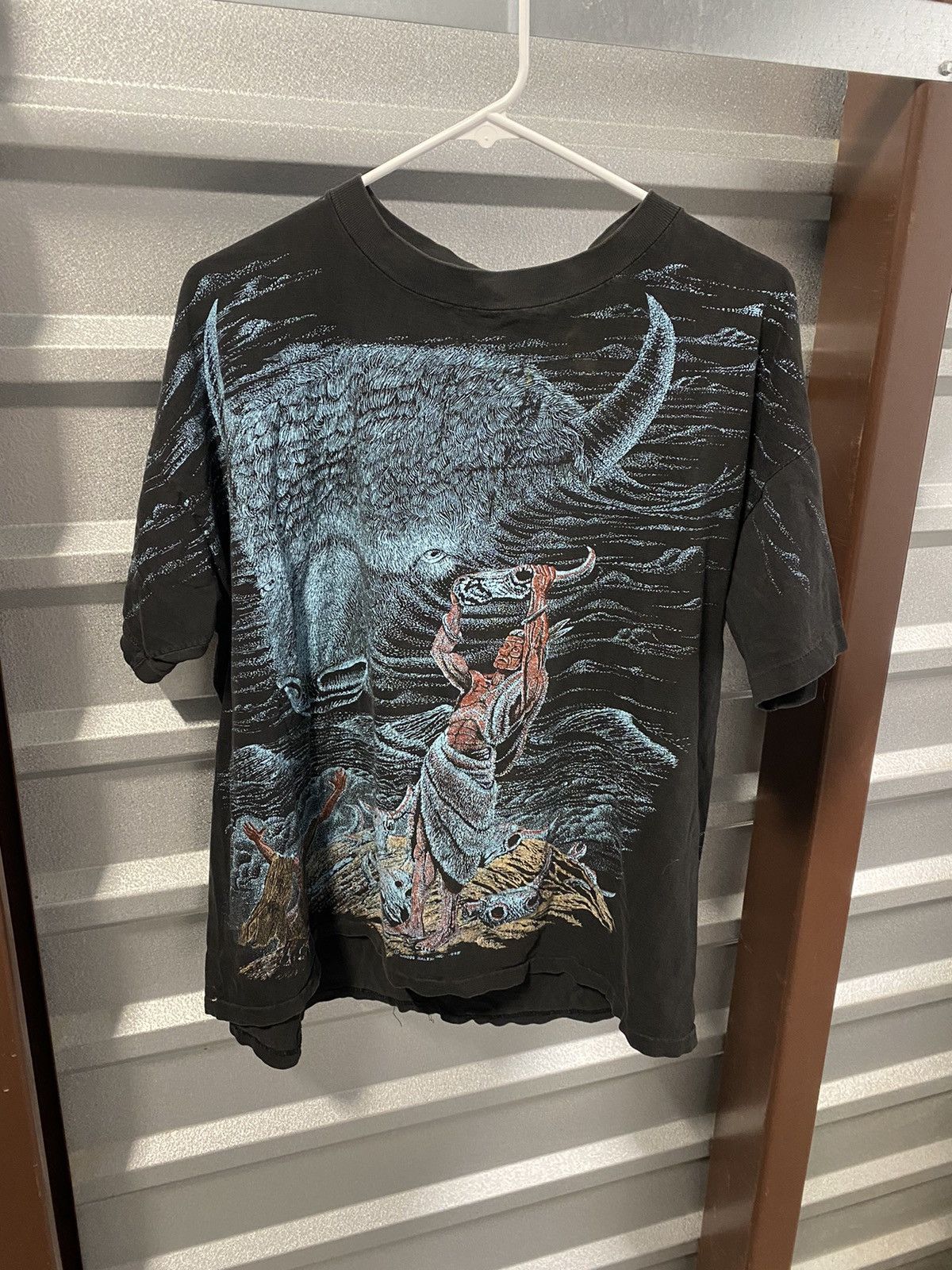 Vintage 1990’s Native American Buffalo AOP Shirt Size US L / EU 52-54 / 3 - 1 Thumbnail