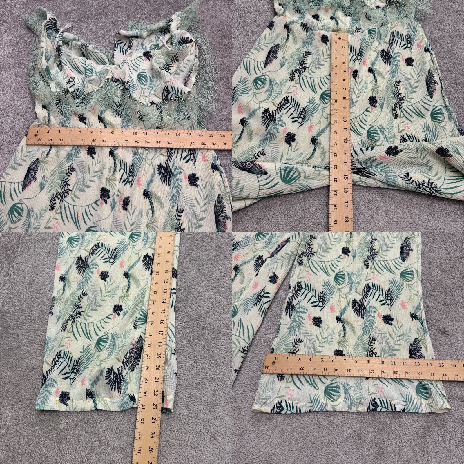 Vintage Foxiedox Jumpsuit Women Large Green Floral Sleeveless Wide-Leg Size 36" / US 14 / IT 50 - 9 Thumbnail