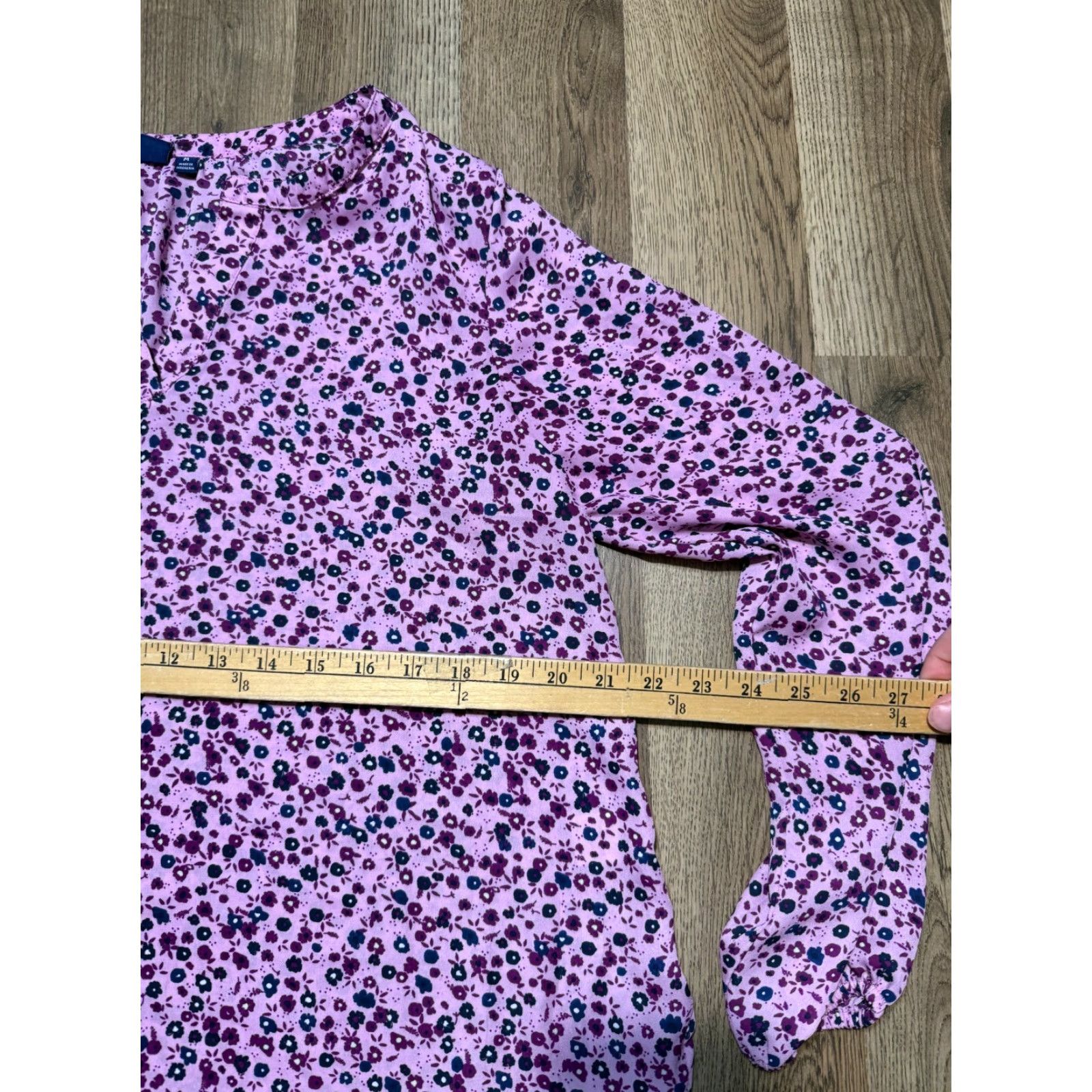 Vintage NorthCrest Blouse Women Medium Purple Blue Floral Long Sleeve V-neck Casual Womens Size M / US 6-8 / IT 42-44 - 7 Thumbnail