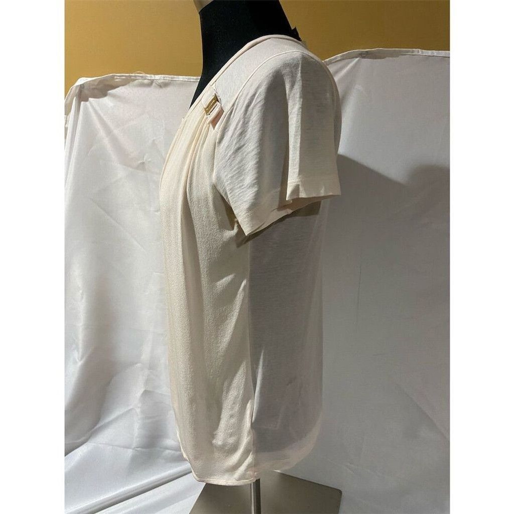 Salvatore Ferragamo Salvatore Ferragamo Women's XS Ivory Short Sleeve Blouse Size XS / US 0-2 / IT 36-38 - 4 Thumbnail
