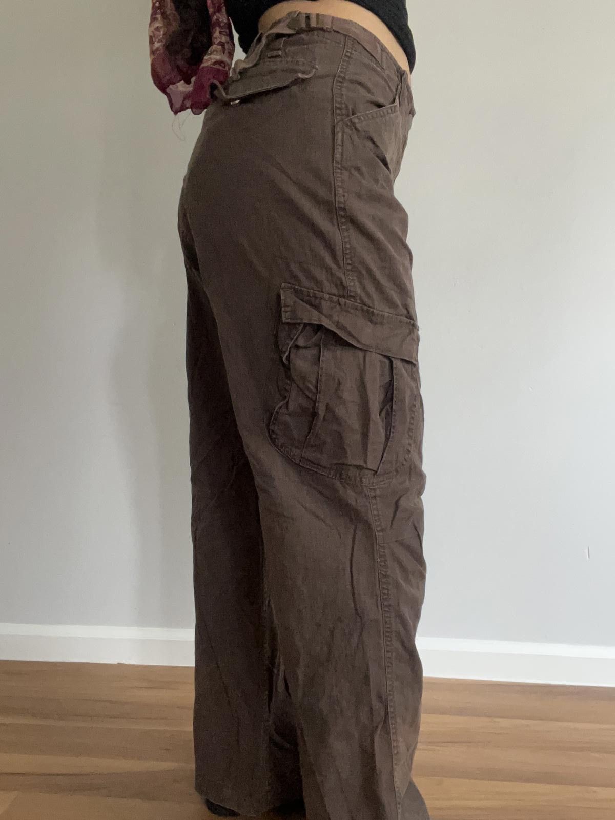 Gap Women’s brown cotton cargo pants wide legged Size 32" / US 10 / IT 46 - 2 Thumbnail