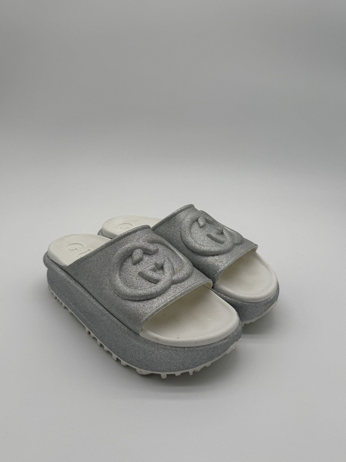 Gucci Silver Glitter Gucci Platform Slides Size US 8 / IT 38 - 1 Thumbnail