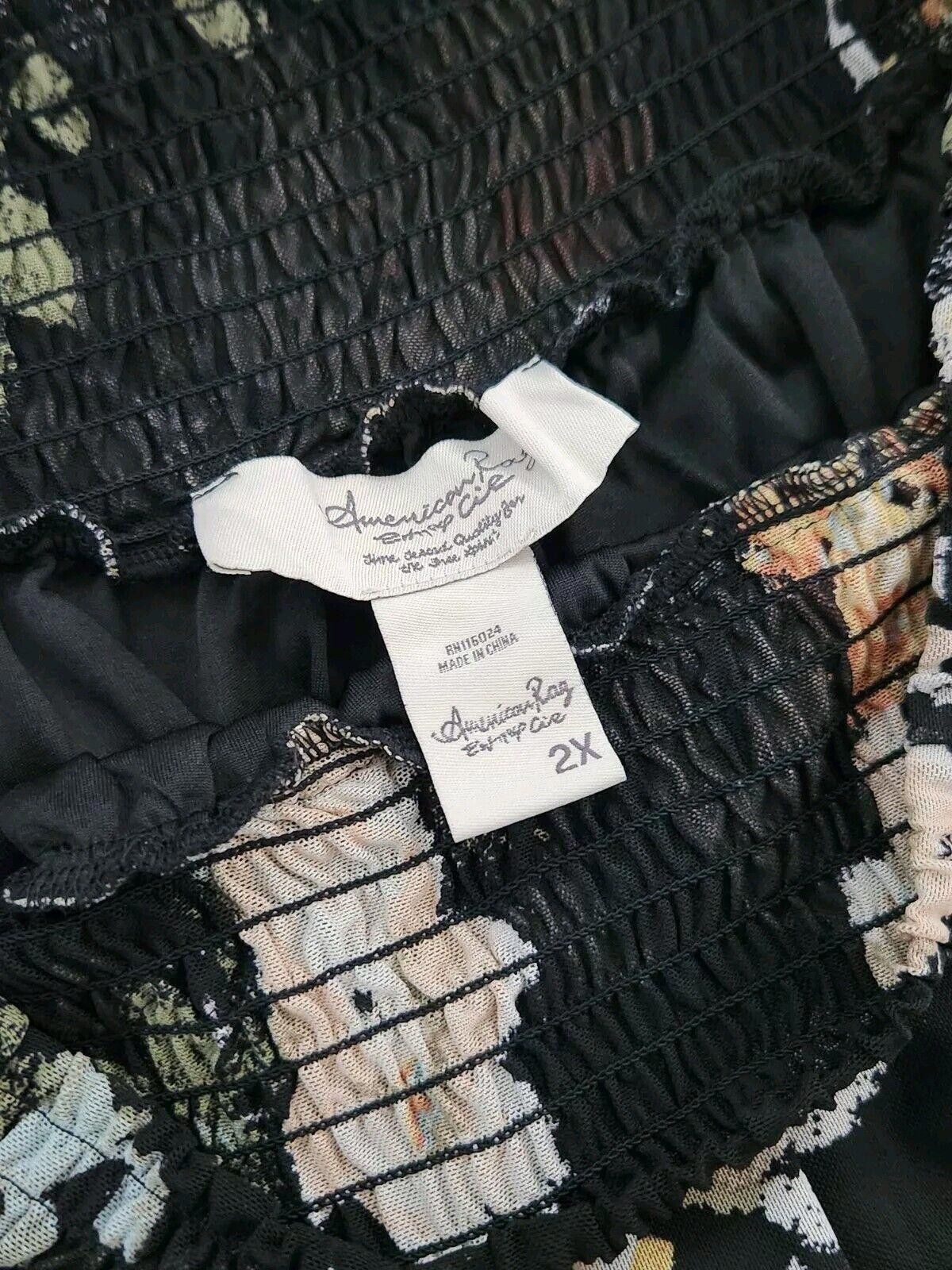 Designer American Rag Cie Maxi Skirt 2x Plus Size Lined Black Floral Size 42" / US 20 - 2 Thumbnail