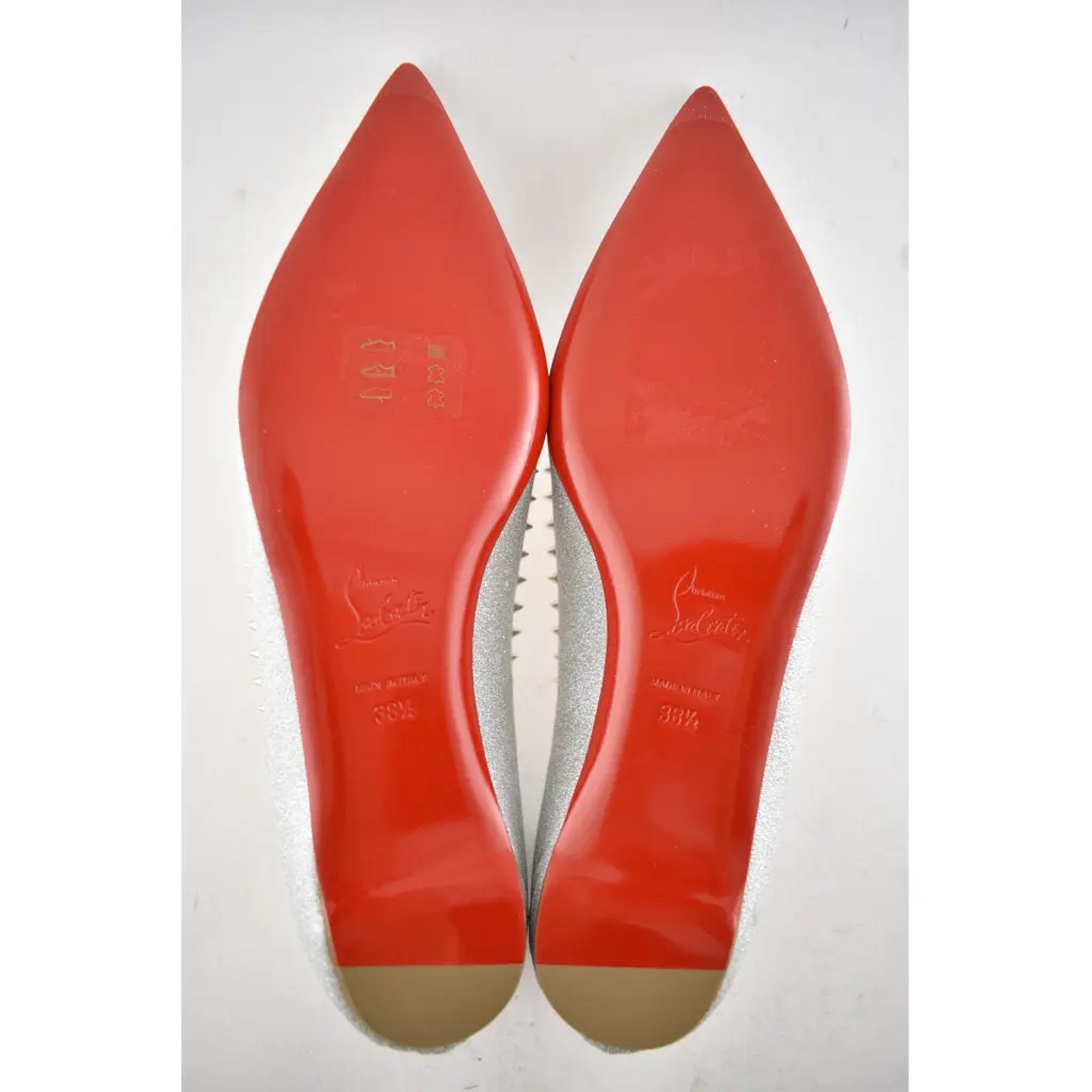 Christian Louboutin Christian Louboutin Anjalina Flat Silver Glitter Spike Size US 8.5 / IT 38.5 - 12 Thumbnail