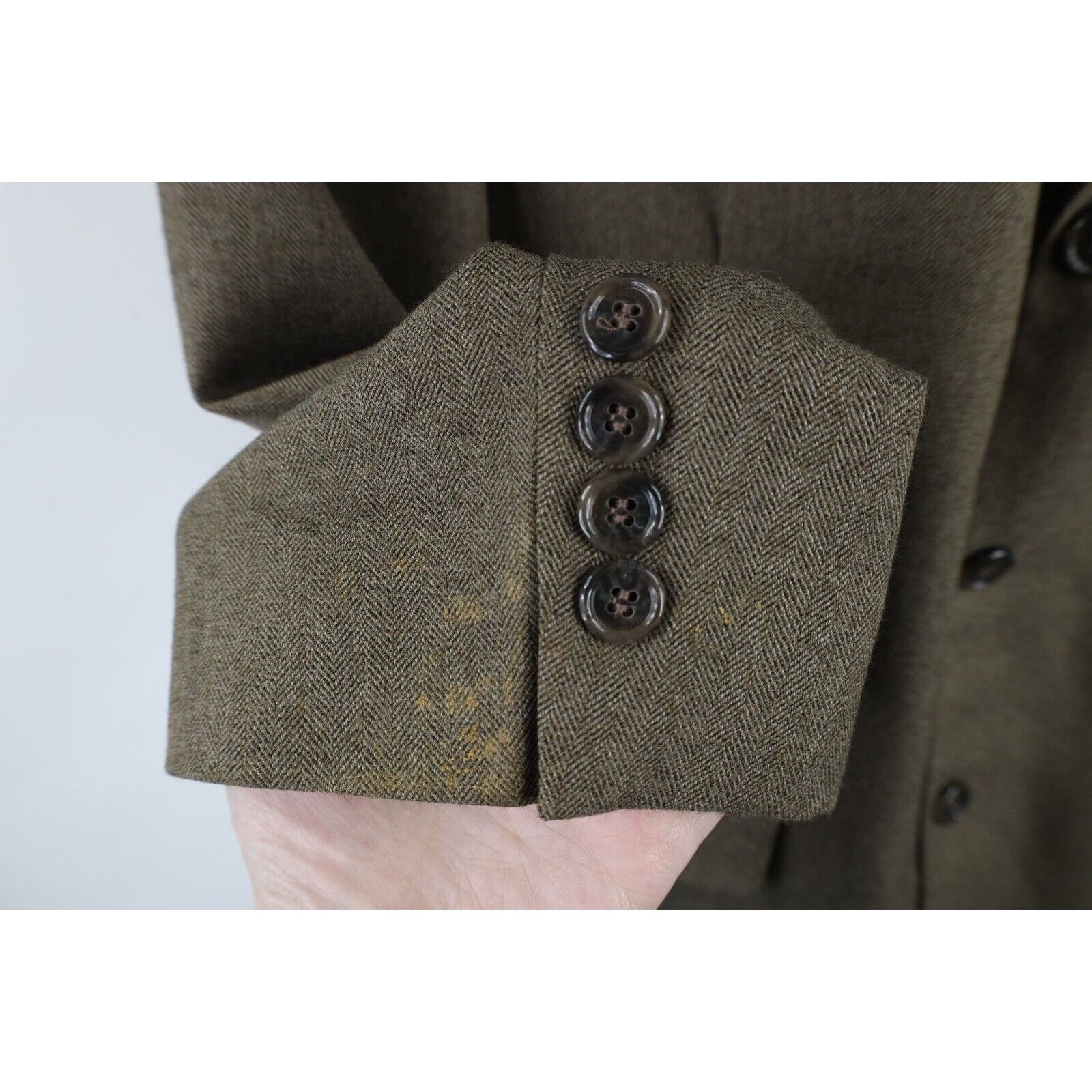 Vintage Vintage 90s Streetwear Wool Herringbone Blazer Jacket Size 40S - 4 Thumbnail