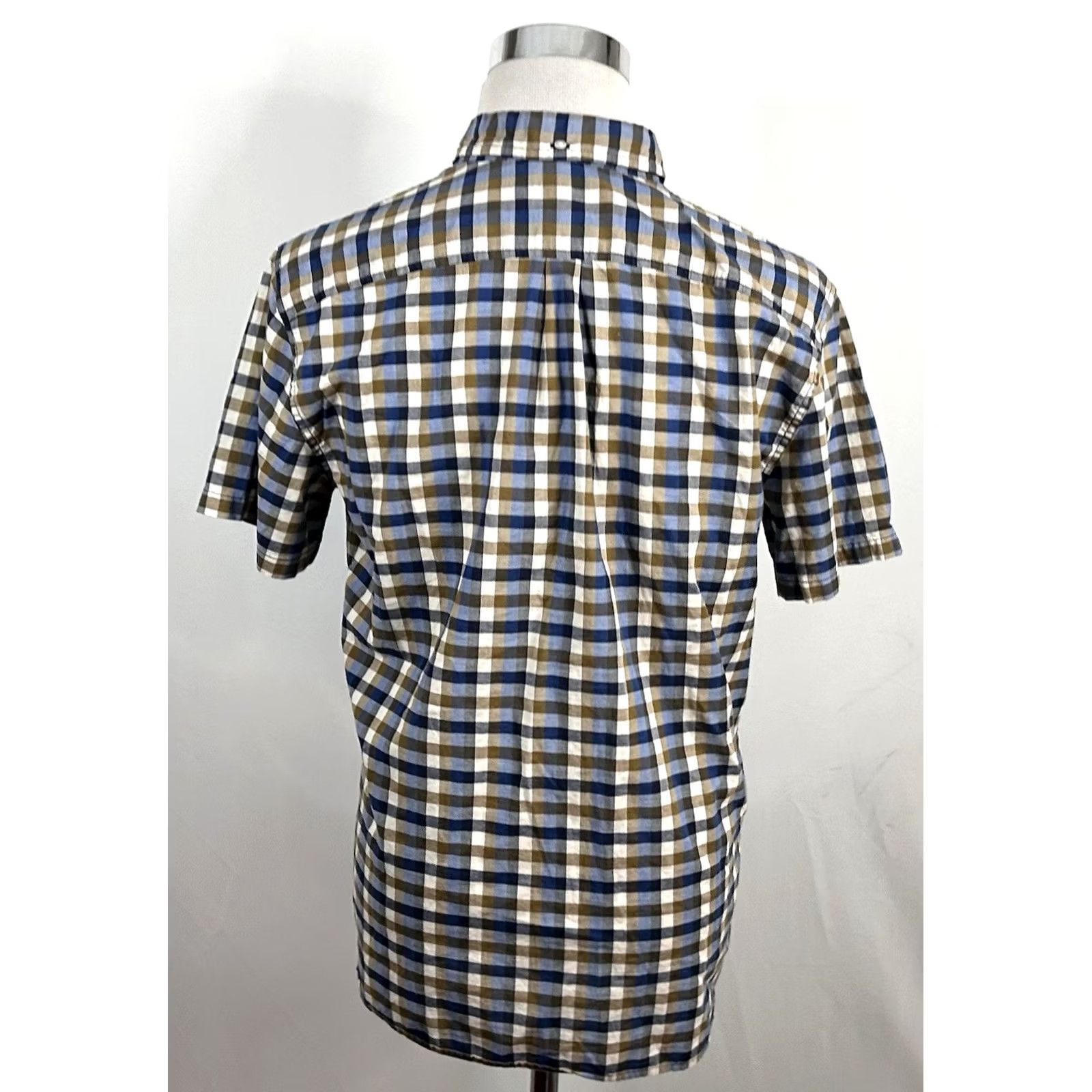 Vintage L.L. Bean Signature Slim Fit Shirt Short Sleeve Plaid Cotton Blue Brown Size US M / EU 48-50 / 2 - 4 Thumbnail