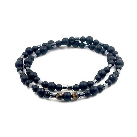 Other Unisex Classic Vintage Matt Black Stone Necklace Size ONE SIZE - 2 Thumbnail