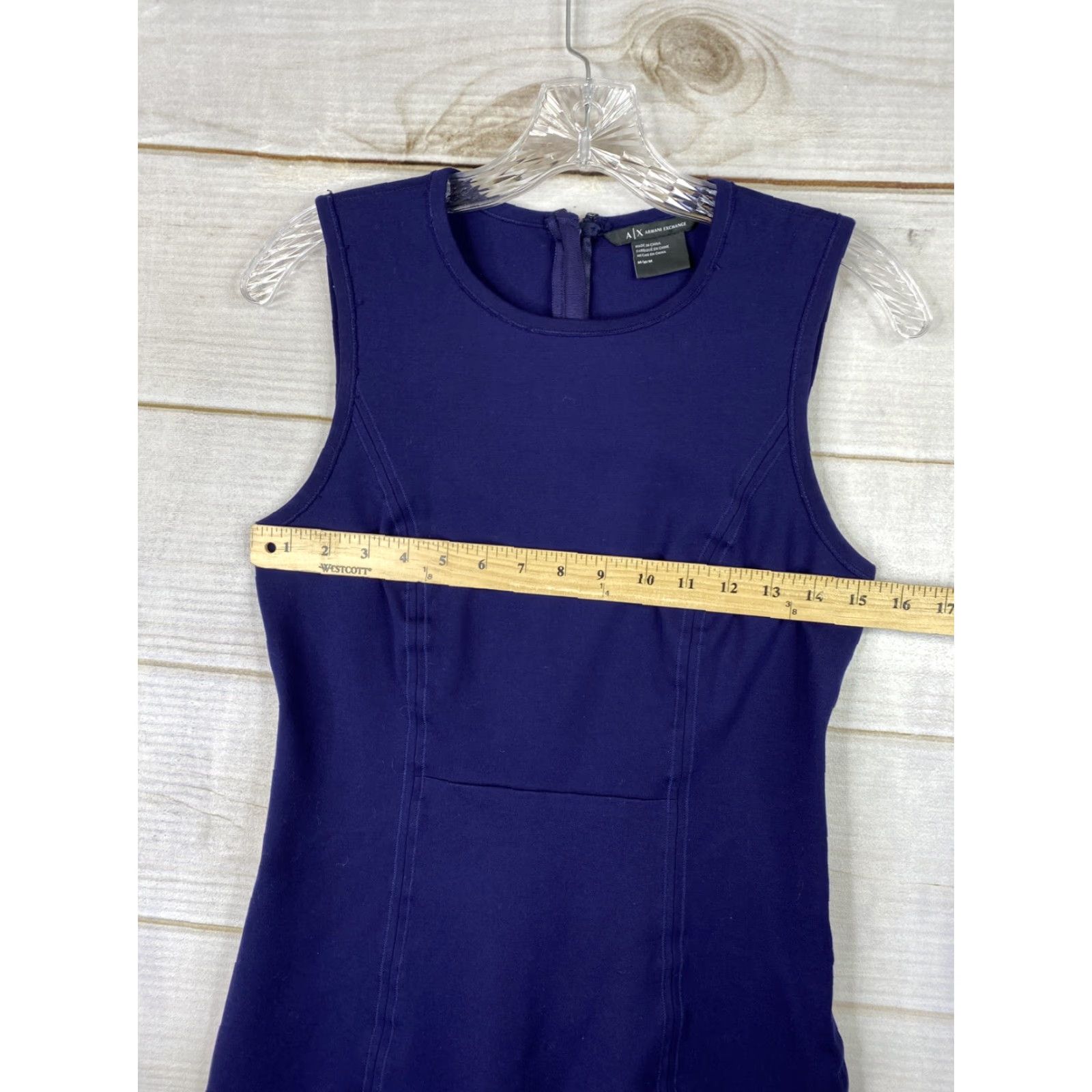 Armani Exchange Armani Exchange Dress Womens M Blue Sleeveless Ruffle Knee Length Ponte Knit Size M / US 6-8 / IT 42-44 - 4 Thumbnail