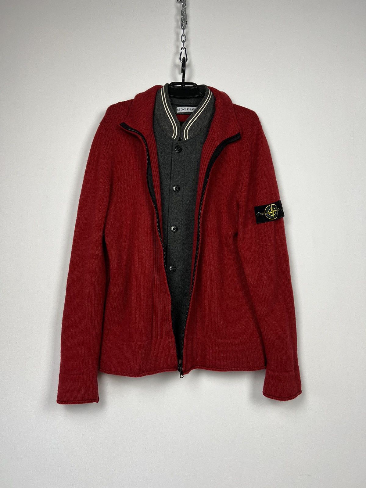 image of Stone Island Aw09 Vintage Zip Up Jumper Size Xl-Xxl in Red, Men's