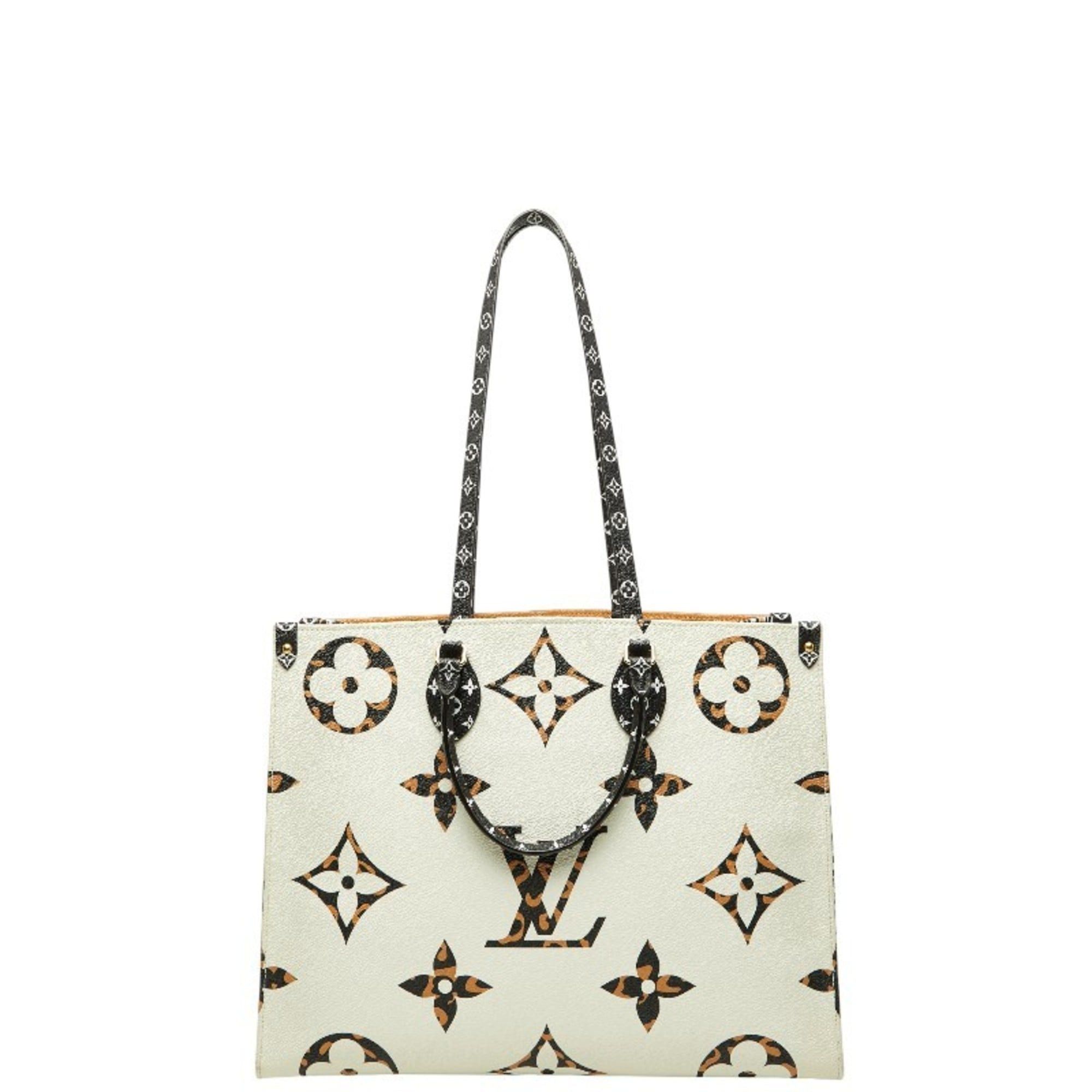 Louis Vuitton Monogram Jungle On the Go GM Tote Bag/Shoulder Bag M44675 Brown Ivory and Black Leather Women's LOUIS VUITTON