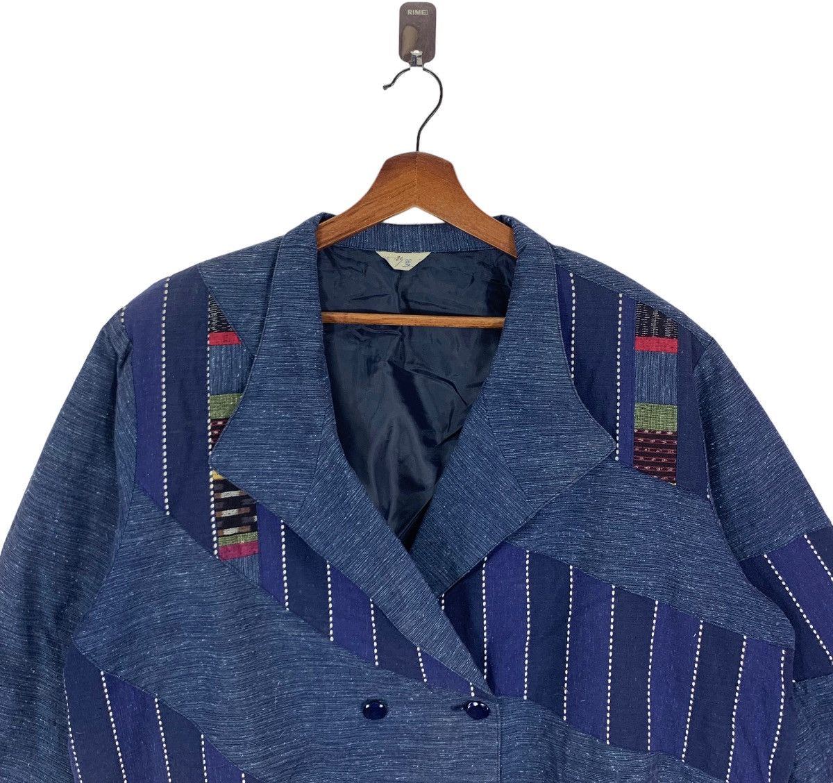 Indigo × Issey Miyake × Japanese Brand VINTAGE INDIGO SASSIKO BORO BUTTON JACKET Size US M / EU 48-50 / 2 - 4 Thumbnail