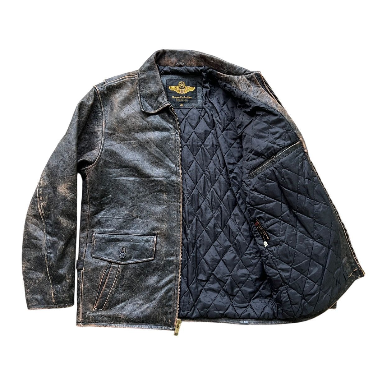 Vintage Vintage Morgan Productions Patina Leather Jacket Size US M / EU 48-50 / 2 - 6 Thumbnail