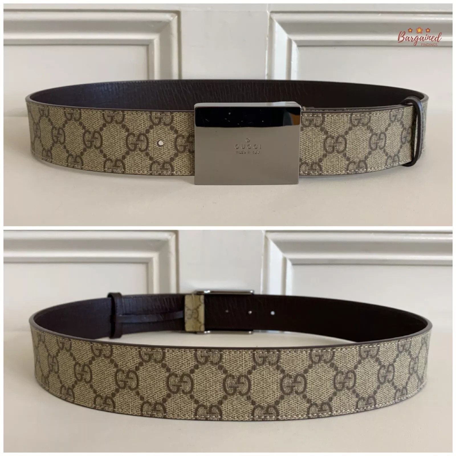 Gucci Gucci GG Plus Monogram Canvas Silver Square Buckle Belt Size 30 - 6 Thumbnail