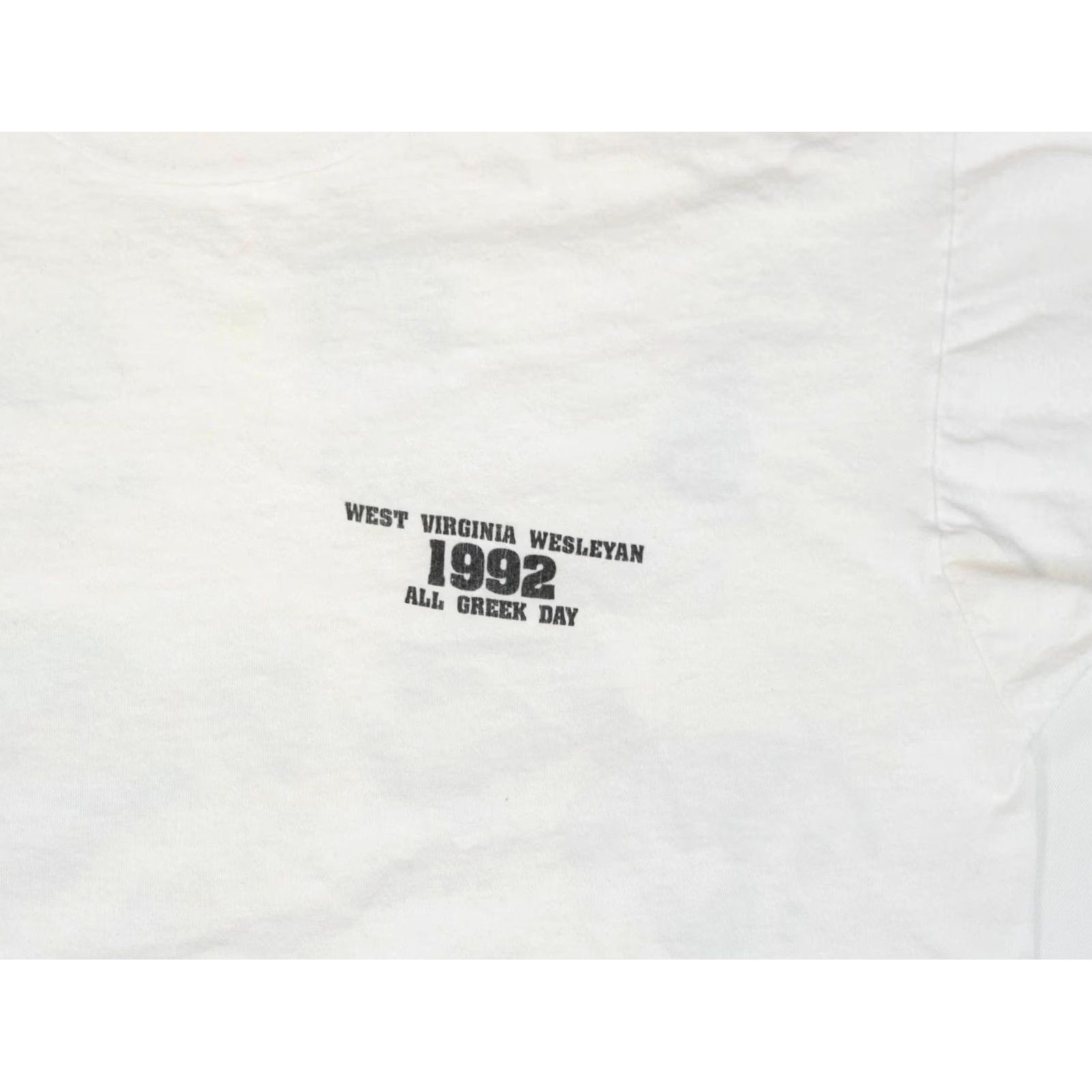 Fruit Of The Loom VINTAGE West Virginia Wesleyan College Tee XL Greek Row Fraternity 90s Single Stitch White Nike Size US XL / EU 56 / 4 - 5 Thumbnail