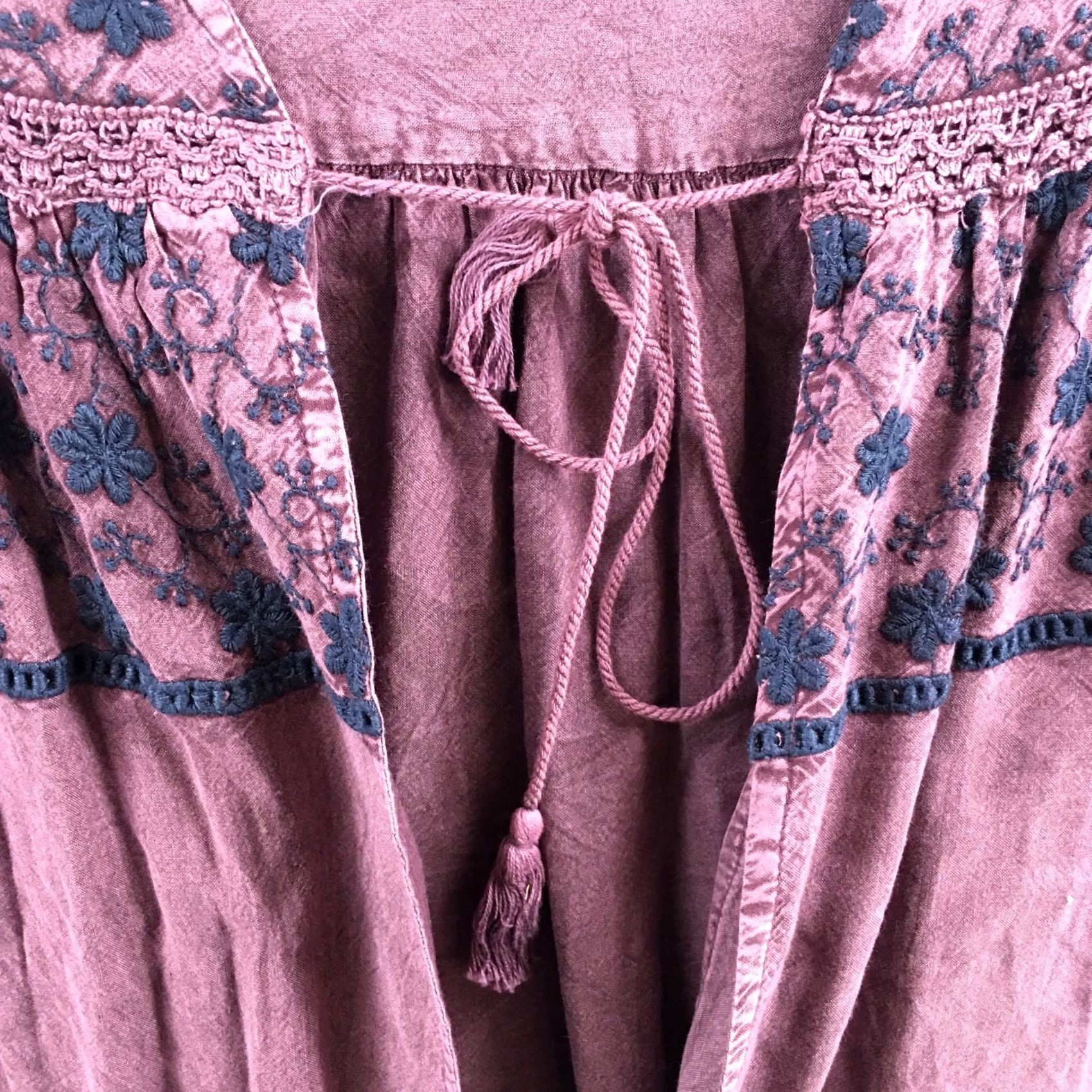 Vintage Indigo Womens S Cardigan Duster Purple Boho Embroidered Fringe Hem Casual Shirt/Top (Indigo Thread) Size S / US 4 / IT 40 - 5 Thumbnail