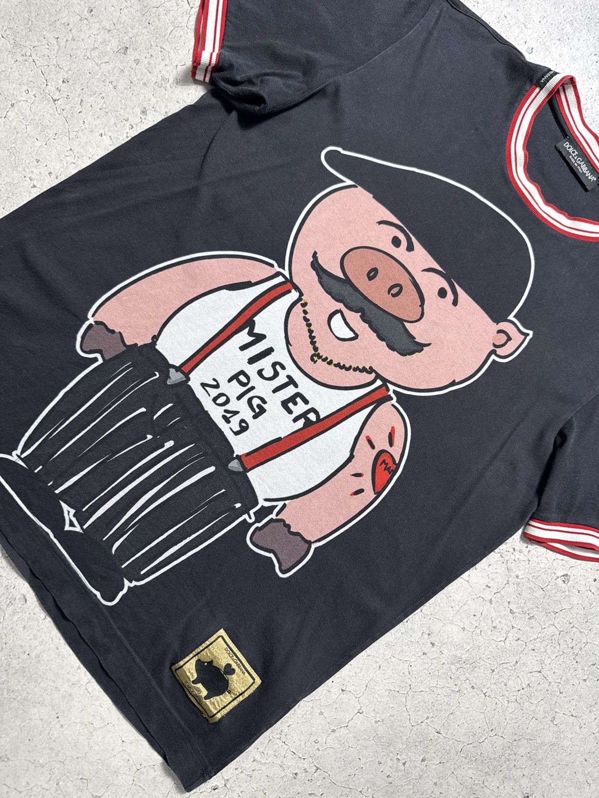 Dolce & Gabbana Dolce & Gabbana Mister Pig Big Logo Black Luxury T-ashirt Size US M / EU 48-50 / 2 - 6 Thumbnail
