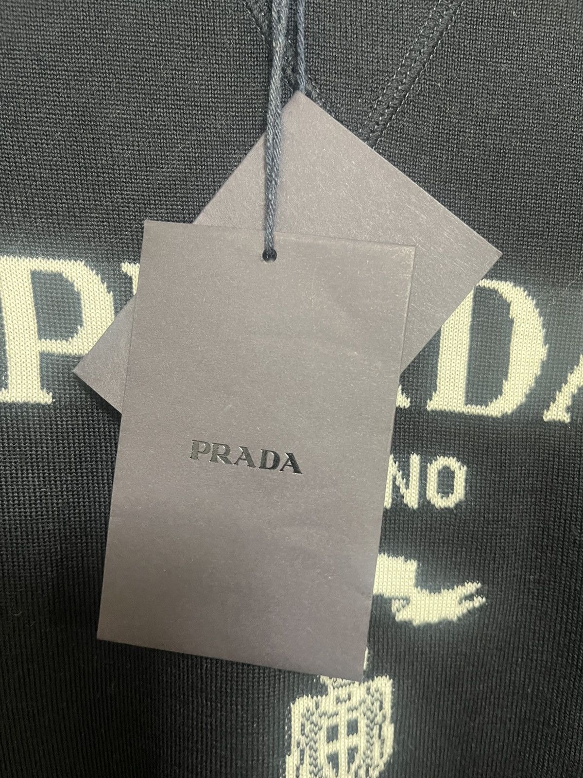Prada Logo Short Sleeve Cashmere Wool Sweater Sz 50