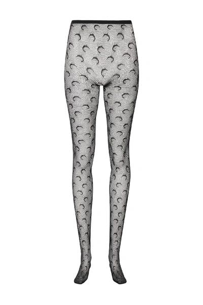 image of Marine Serre O1Mle0524 Moon Fishnet Tights In Black, Women's (Size 32)