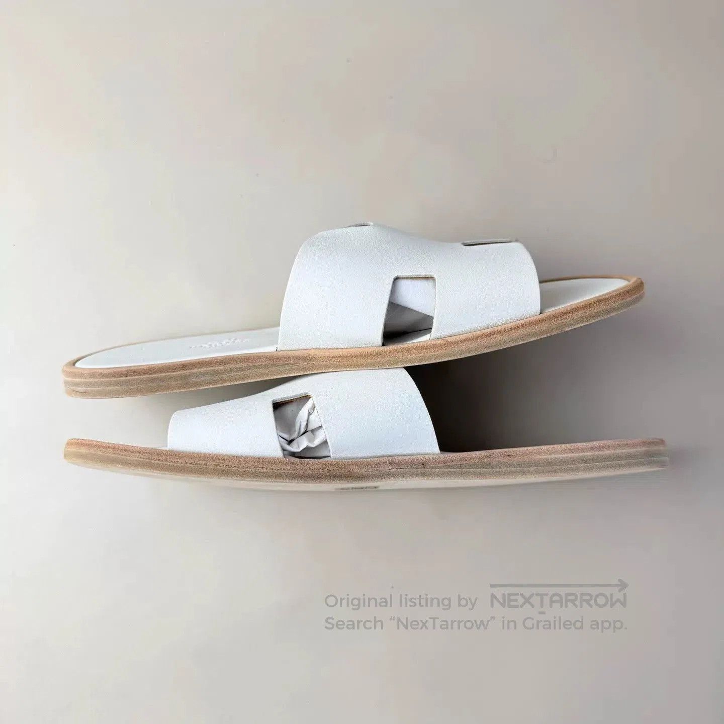 Hermes White Open-Toe Slides Size 8. Size US 8 / EU 41 - 6 Thumbnail
