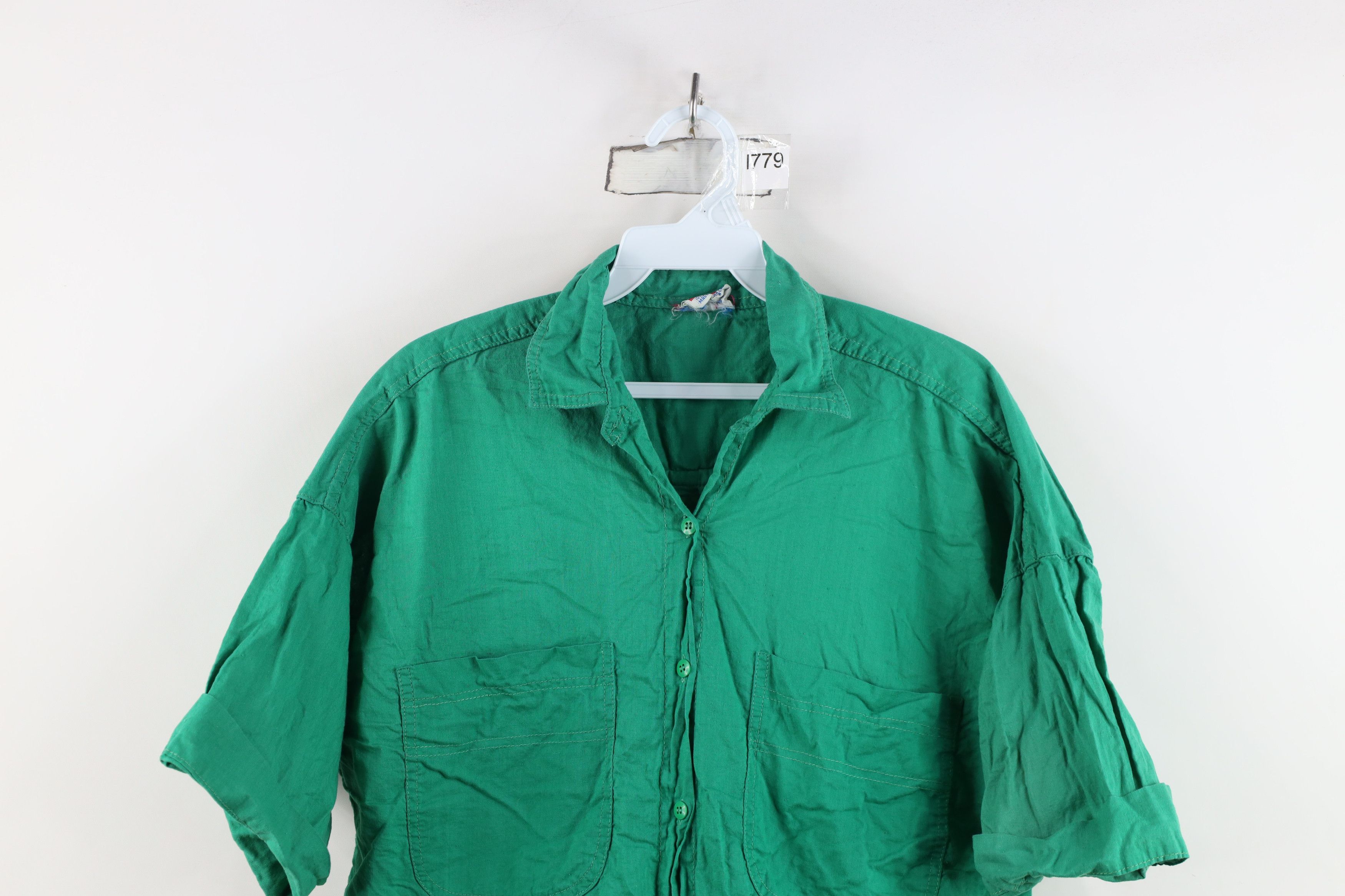 Vintage Vintage 90s Streetwear Baggy Front Back Button Shirt Green Size L / US 10 / IT 46 - 2 Thumbnail