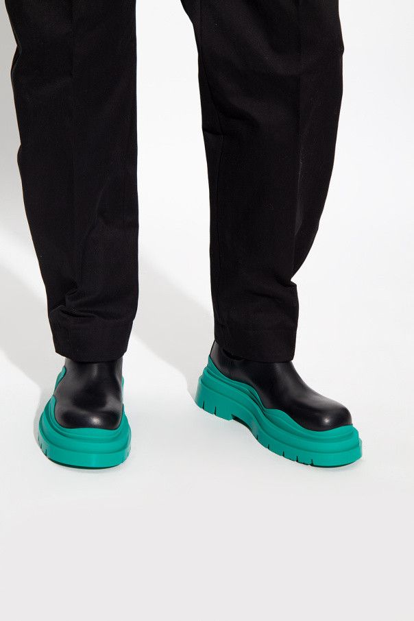 Bottega Veneta o1lv12m1124 Tire Chelsea Boots in Black/Green Size US 11 / EU 44 - 2 Thumbnail