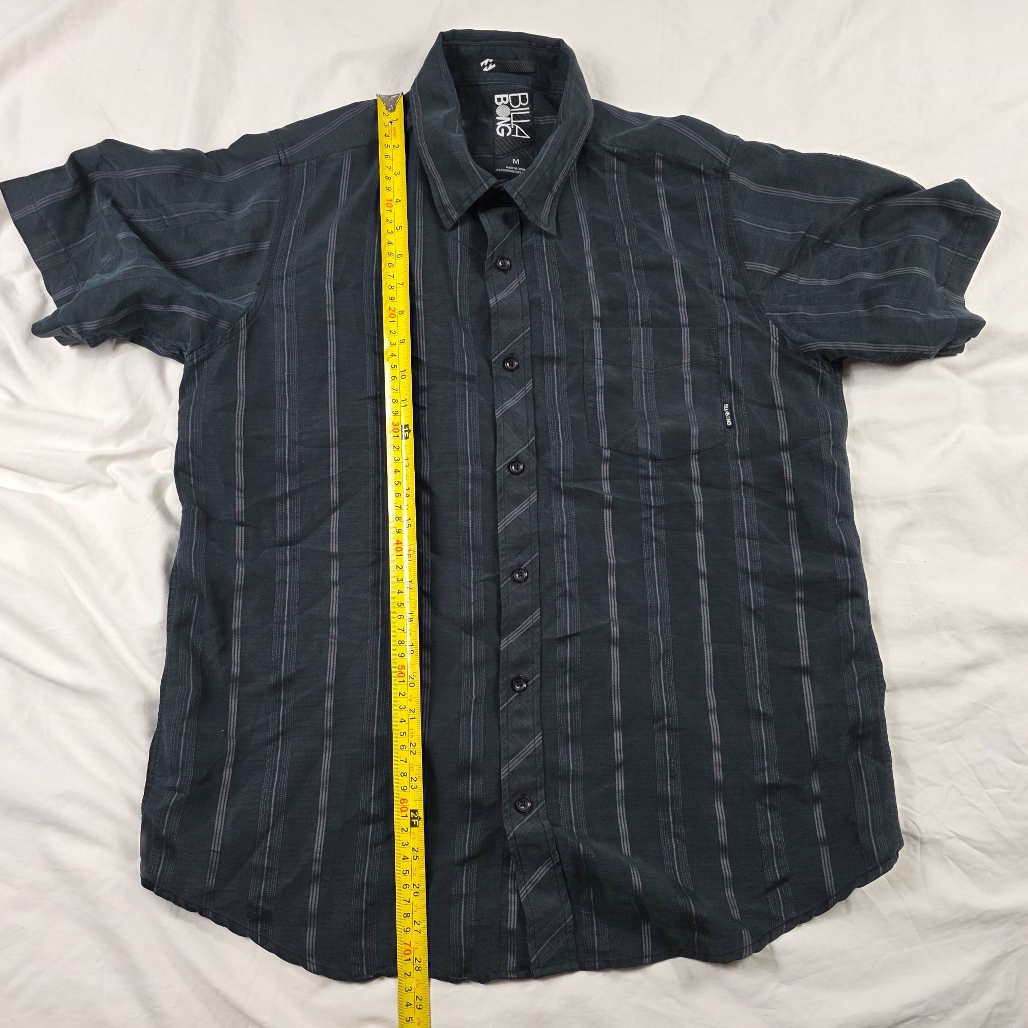 Billabong Billabong Mens Medium Striped Button Up Short Sleeve Black S Size US M / EU 48-50 / 2 - 8 Thumbnail
