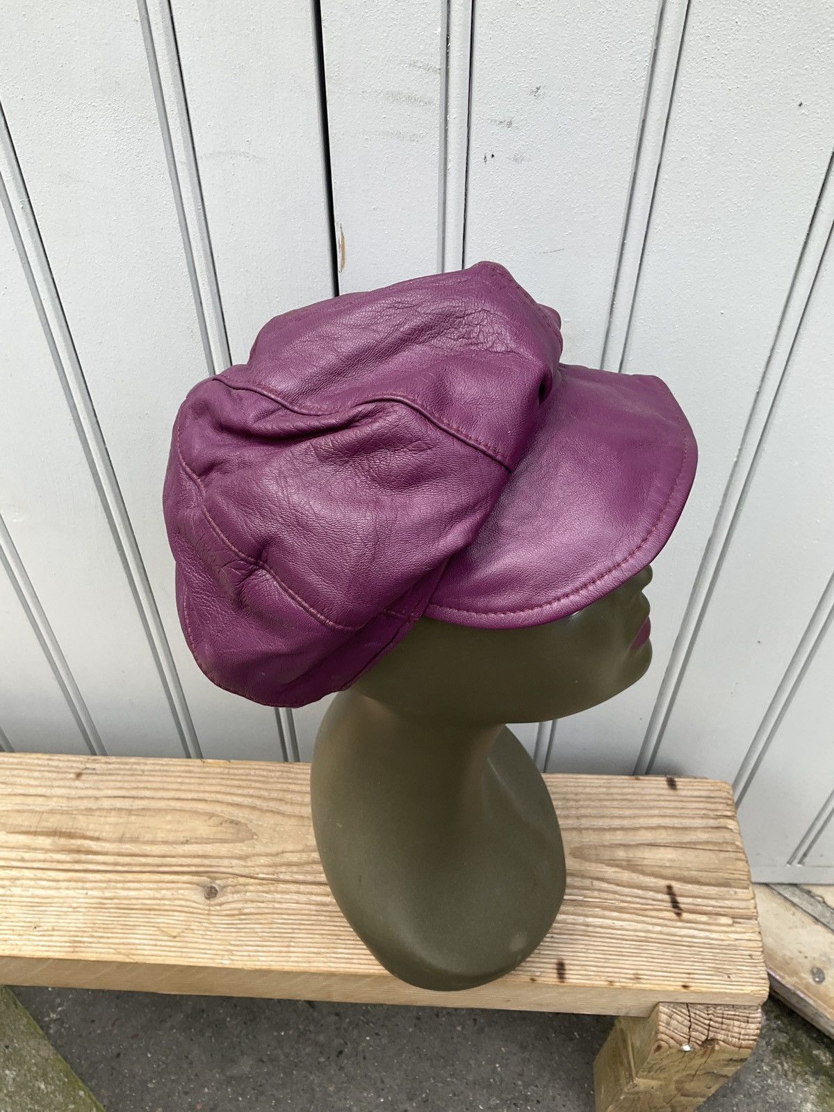 Vintage Vintage 90's purple leather cap Size ONE SIZE - 5 Thumbnail