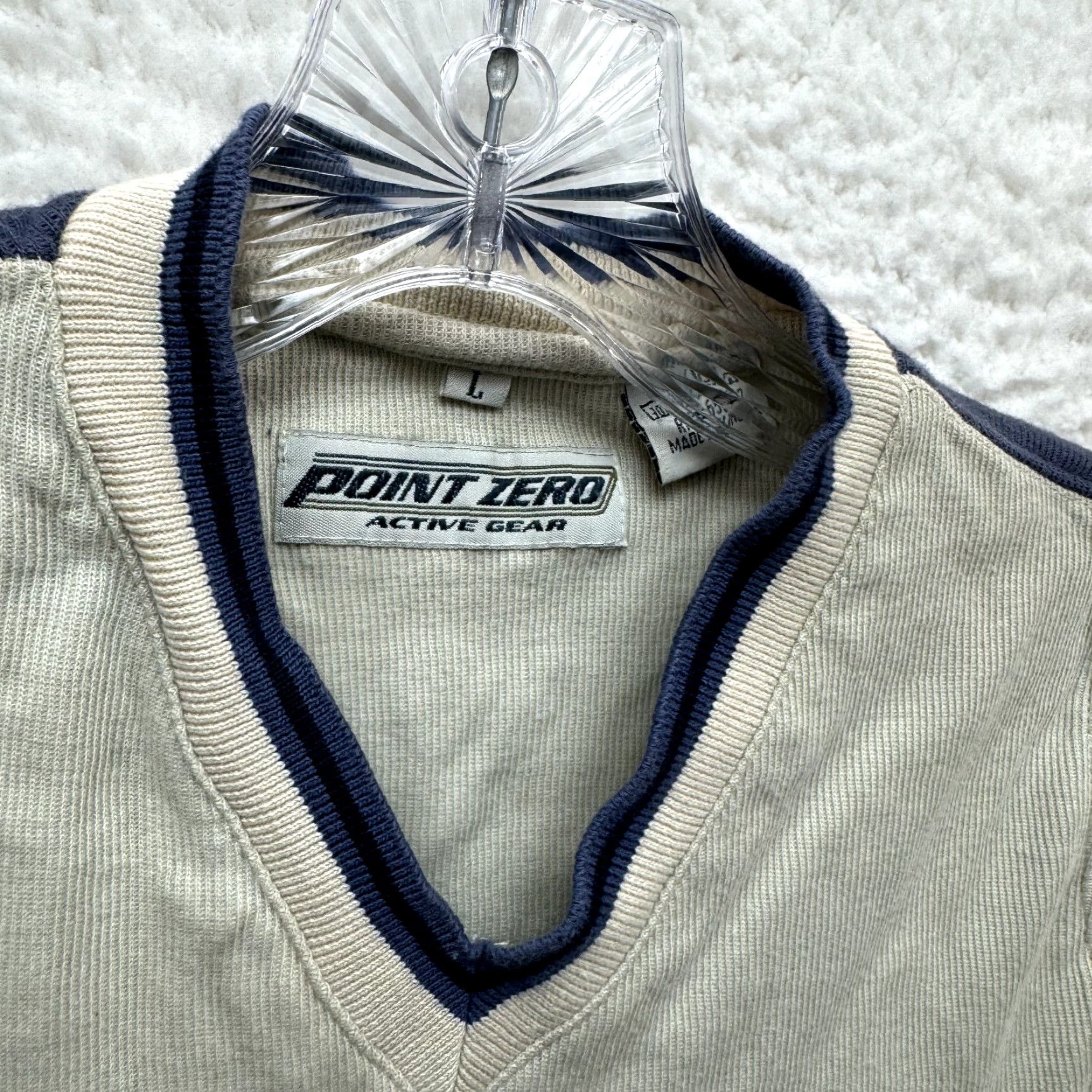 Point Zero VINTAGE Point Zero Sweater Vest Grunge 90s Y2K Womens M Blue Knit Shirt (Medium) - Skater Preppy Size M / US 6-8 / IT 42-44 - 6 Thumbnail