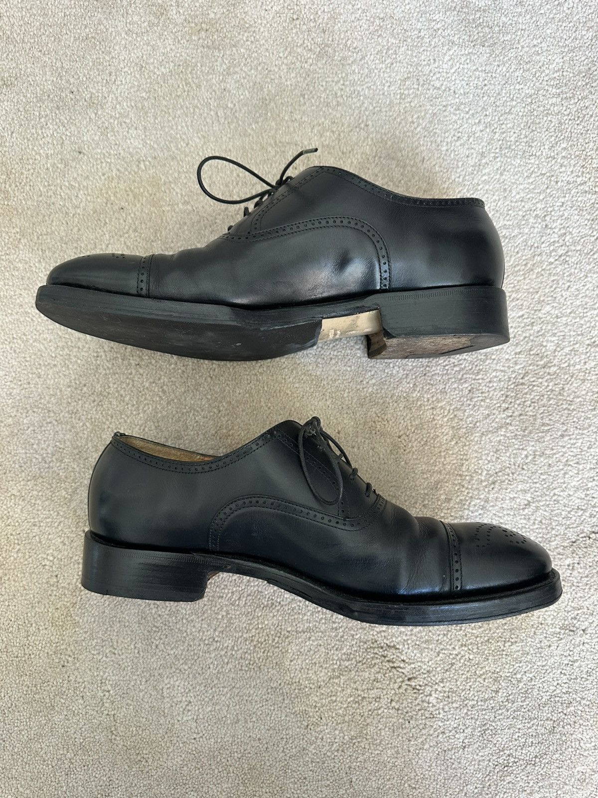 Salvatore Ferragamo Salvatore Ferragamo Black Cap Toe Oxford Dress Shoes 7.5 EE Size US 7.5 / EU 40-41 - 5 Thumbnail