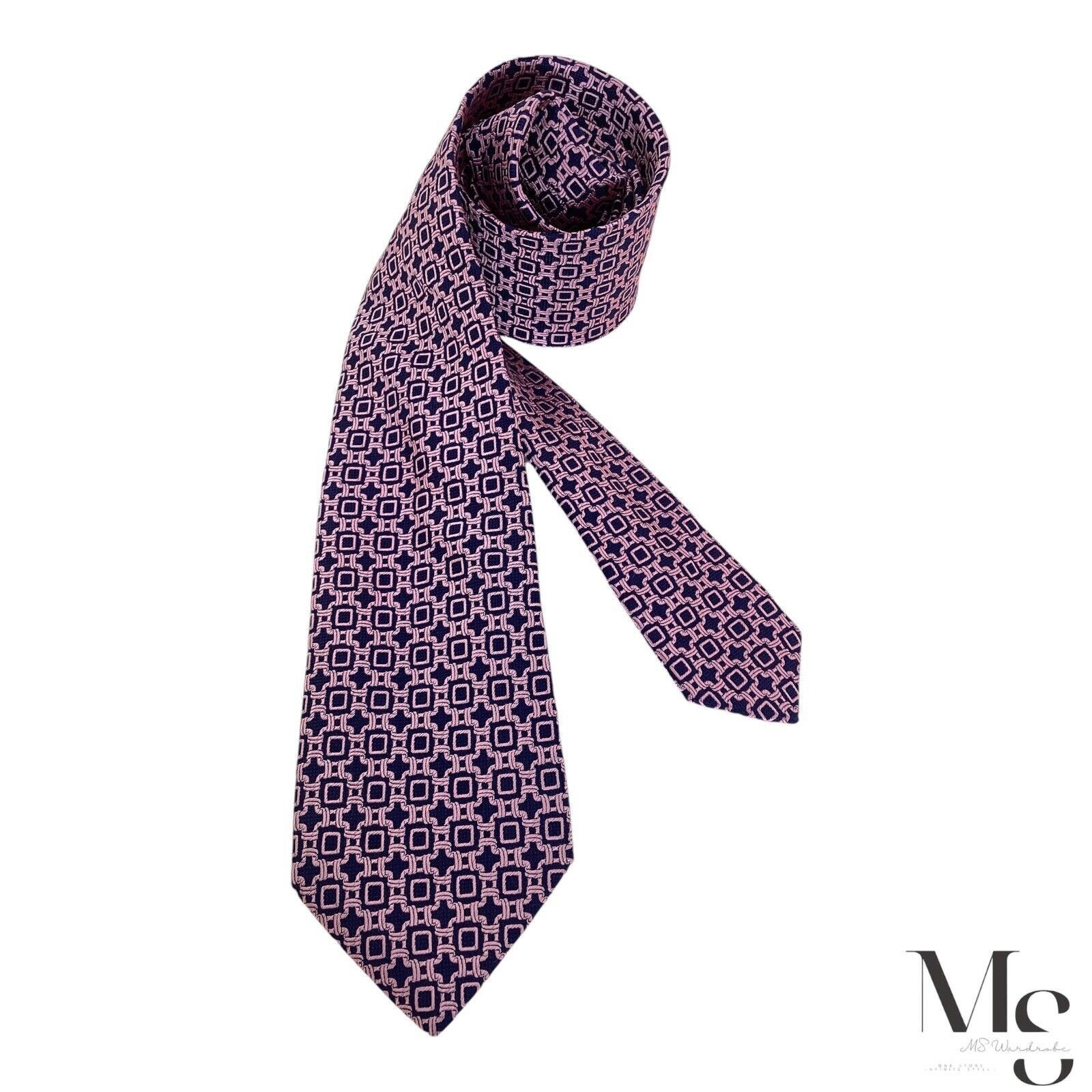 Barneys New York BARNEYS NEW YORK Pink Geometric Silk Tie Hand Made In Italy Size ONE SIZE - 1 Thumbnail