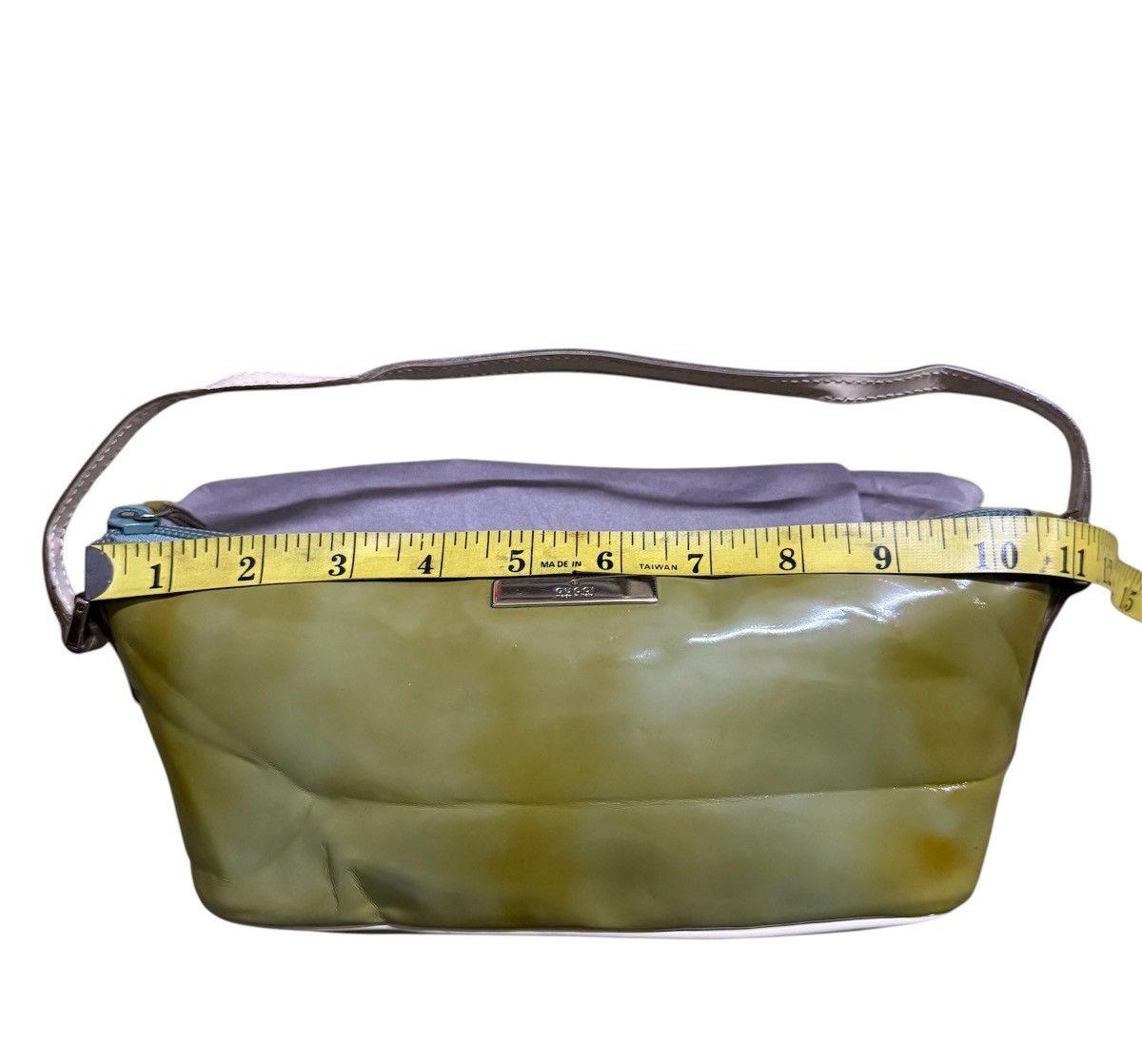 Gucci Gucci Green Patent Leather Baguette Handbag Size ONE SIZE - 6 Thumbnail