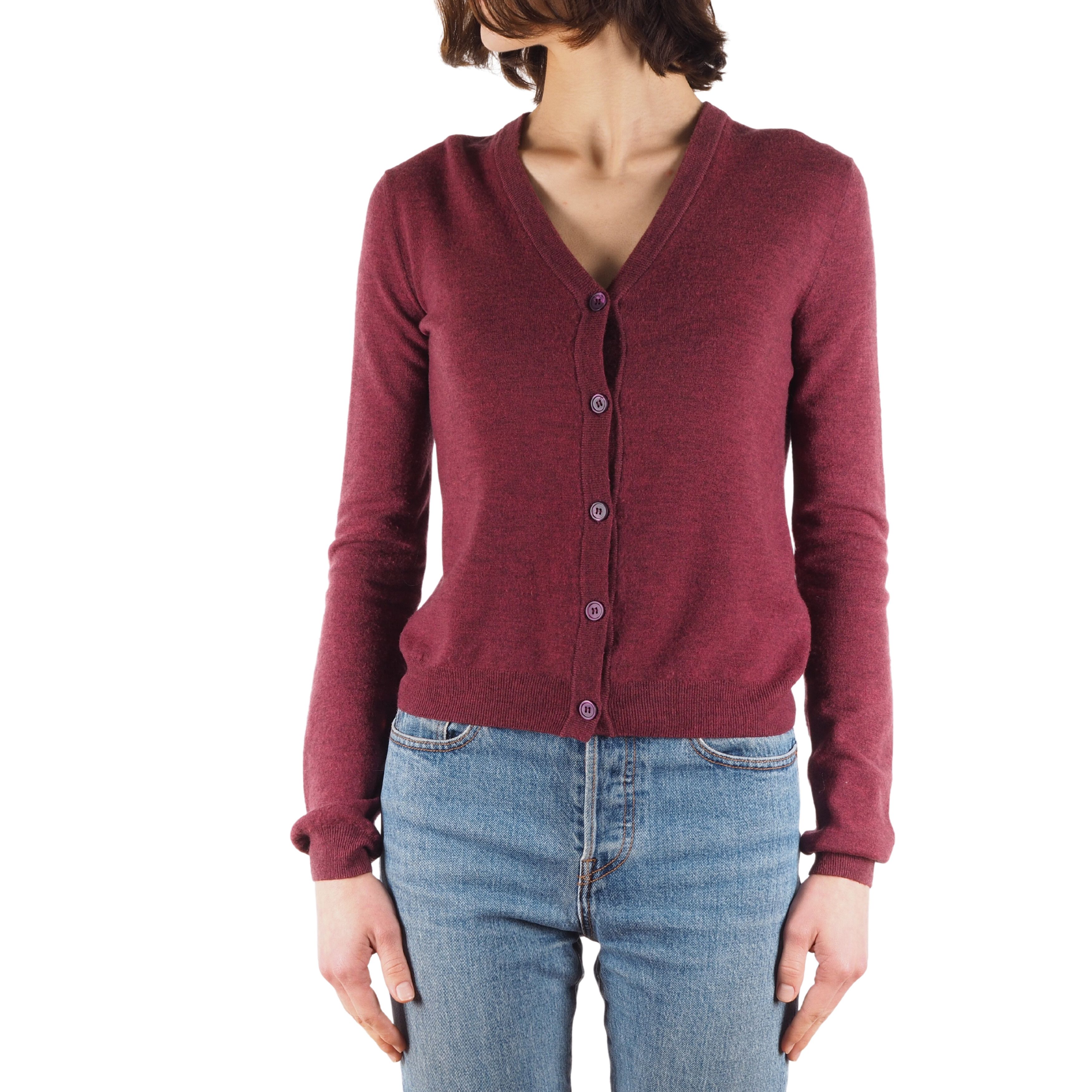 Jil Sander JIL SANDER Maroon Wool Cardigan Sweater Size XS / US 0-2 / IT 36-38 - 1 Thumbnail