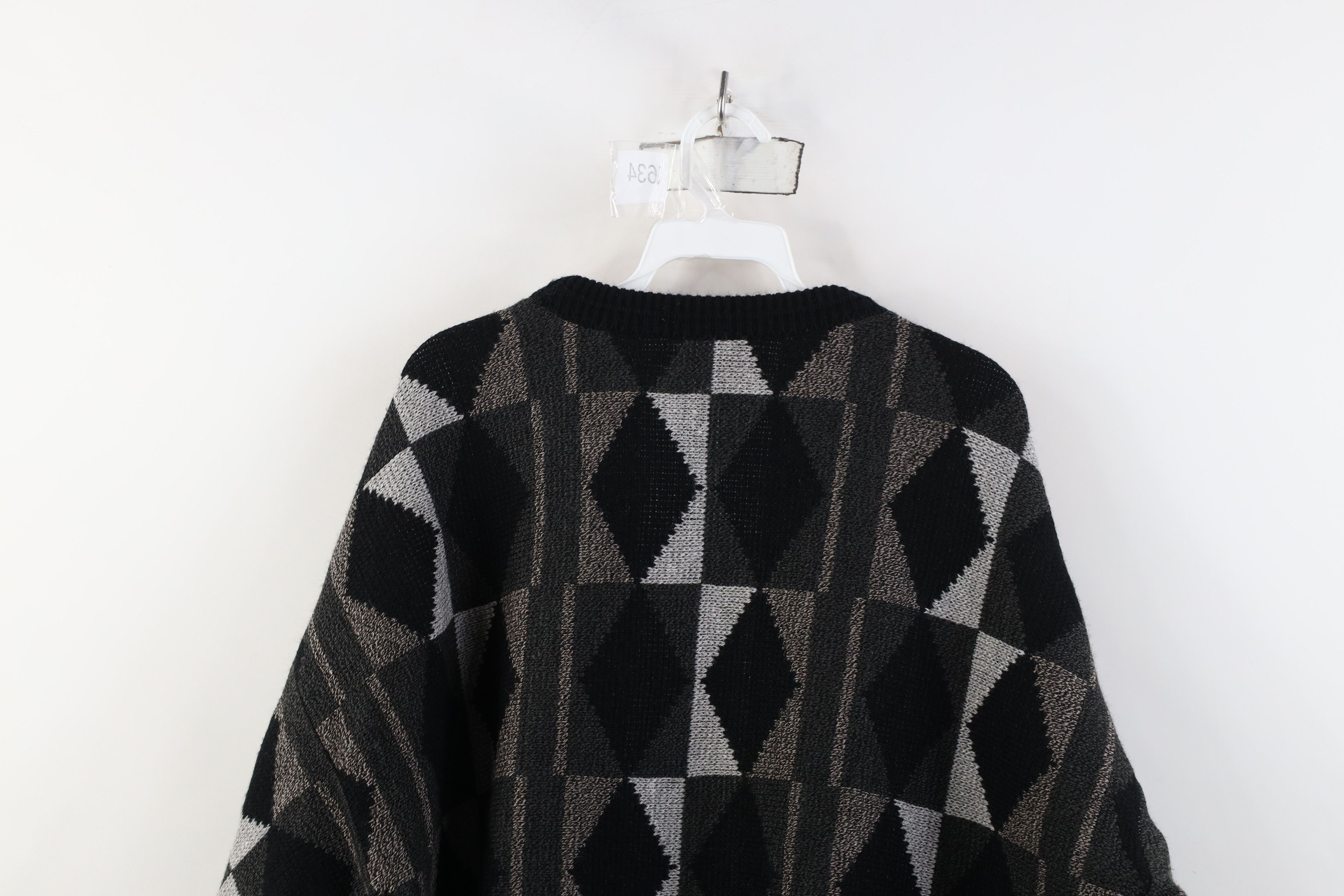 Vintage Vintage 90s Streetwear Geometric Knit Sweater Earth Tone Size US XXL / EU 58 / 5 - 11 Thumbnail