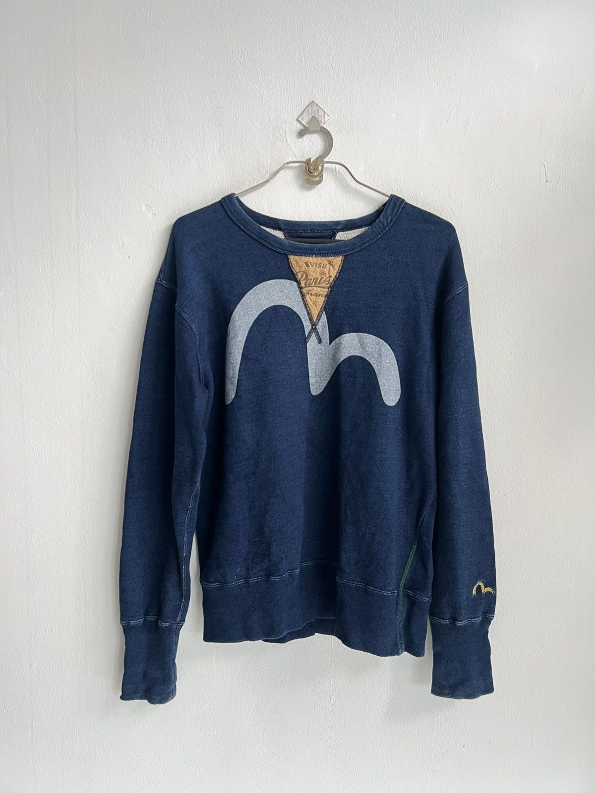 Evisu Evisu Big Sea Gull Logo Indigo Dyed Double V Trainer Sweater Size US M / EU 48-50 / 2 - 1 Thumbnail