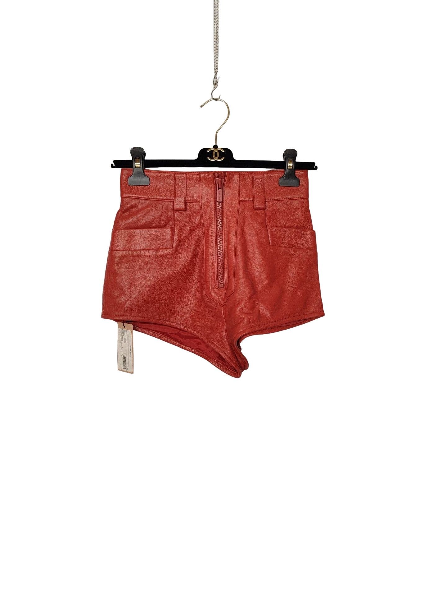 Miu Miu Miu Miu Red Nappa Leather Shorts Size IT 36 Size 25" / US 0 / IT 36 - 1 Thumbnail