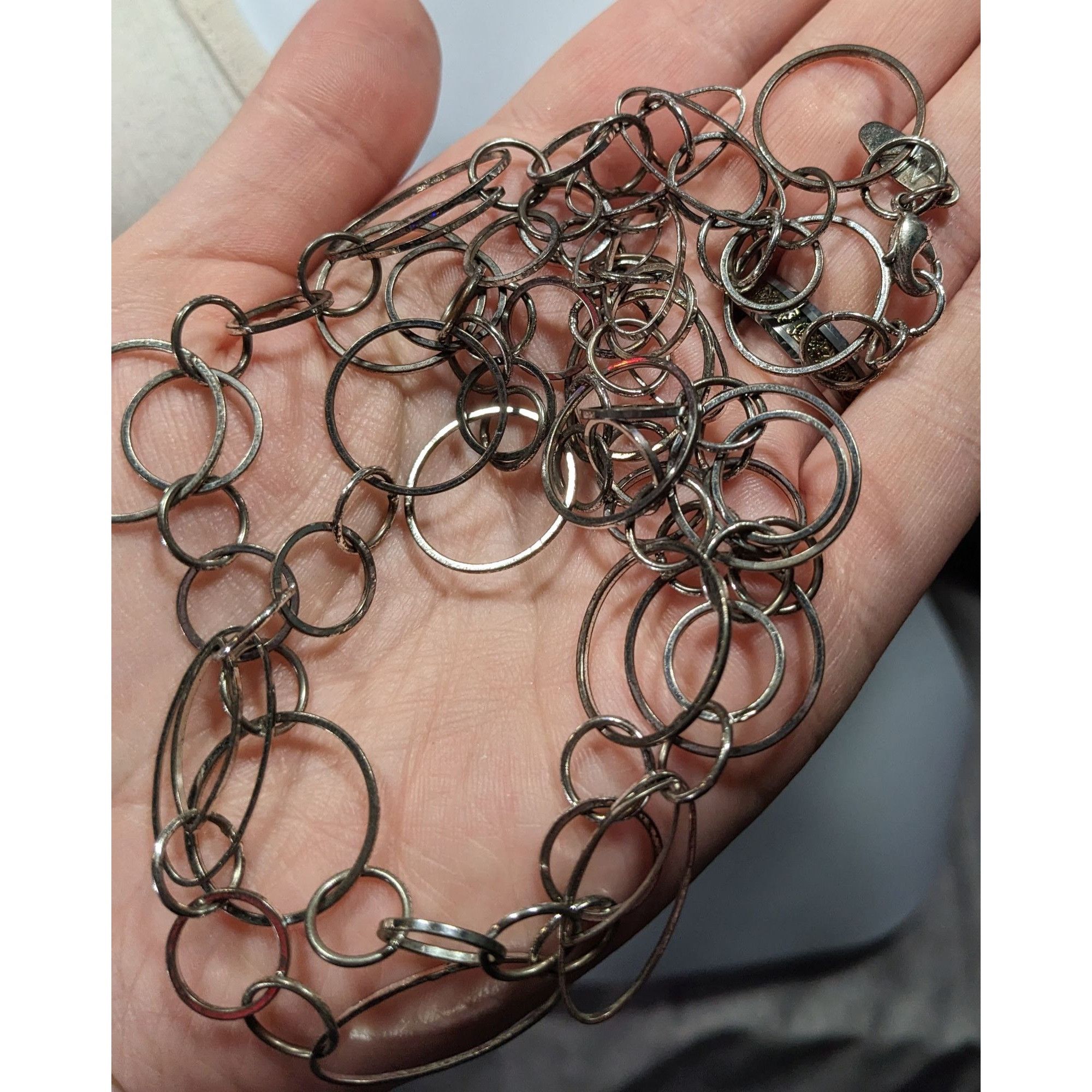 Other New York & Company Silver Tone Open Ring Chain Necklace Size ONE SIZE - 4 Thumbnail
