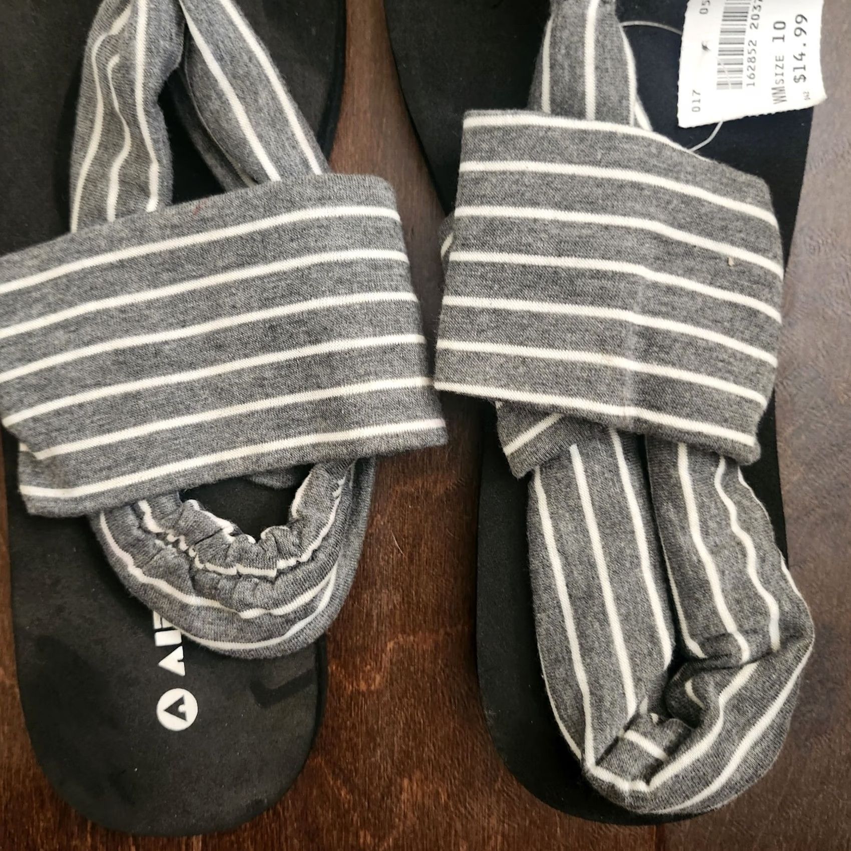 Airwalk Airwalk Womens Sandals Flip Flop Size 10 Gray Stripe Black Cloth Wrap Striped Womens Shoes Size US 10 / IT 40 - 3 Thumbnail