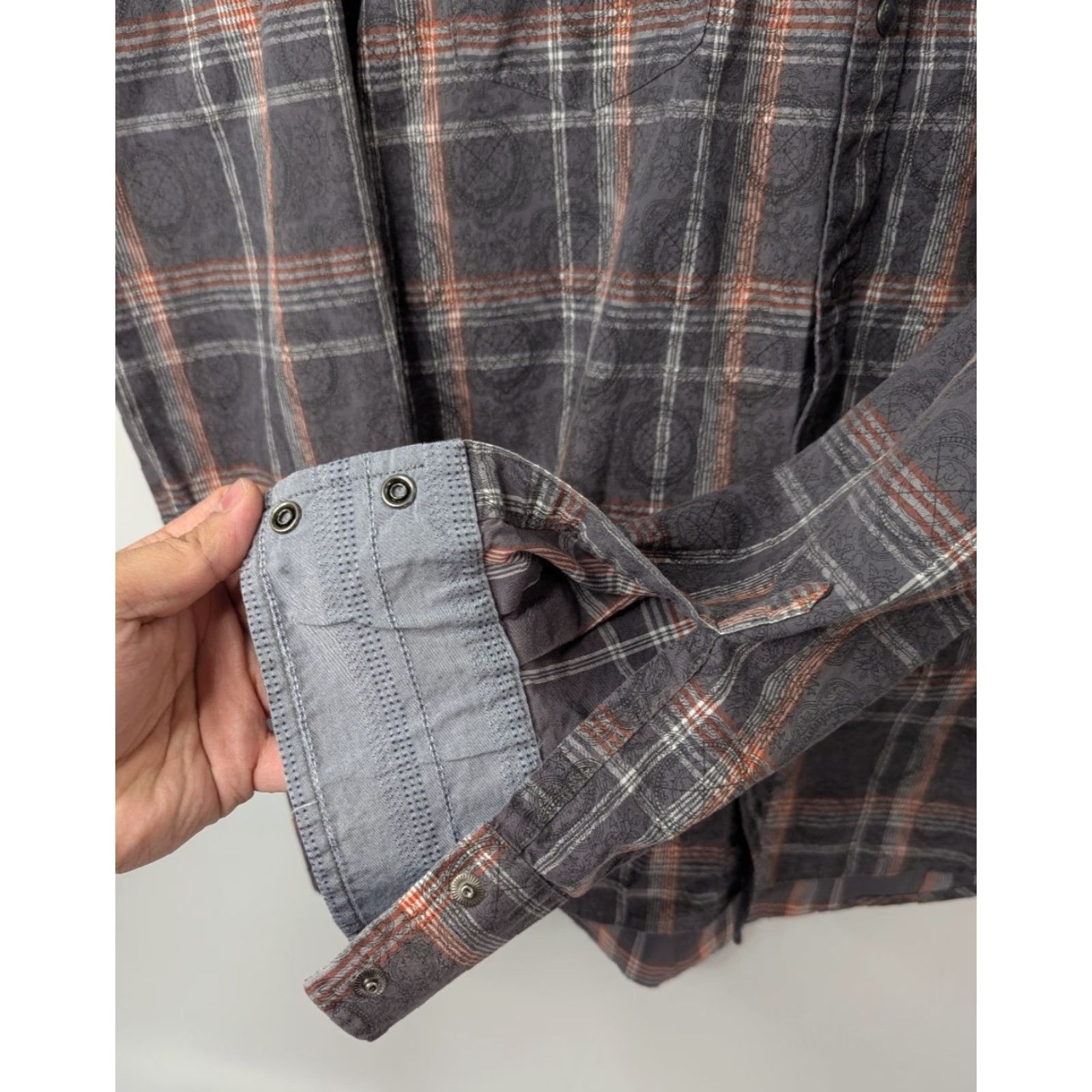 Wrangler Wrangler Retro Western Pearl Snap Long Sleeve Premium Shirt MVR185M Big & Tall Gray Cotton Button-Up Plaid Cowboy Western Mens Clothing Size US L / EU 52-54 / 3 - 4 Thumbnail